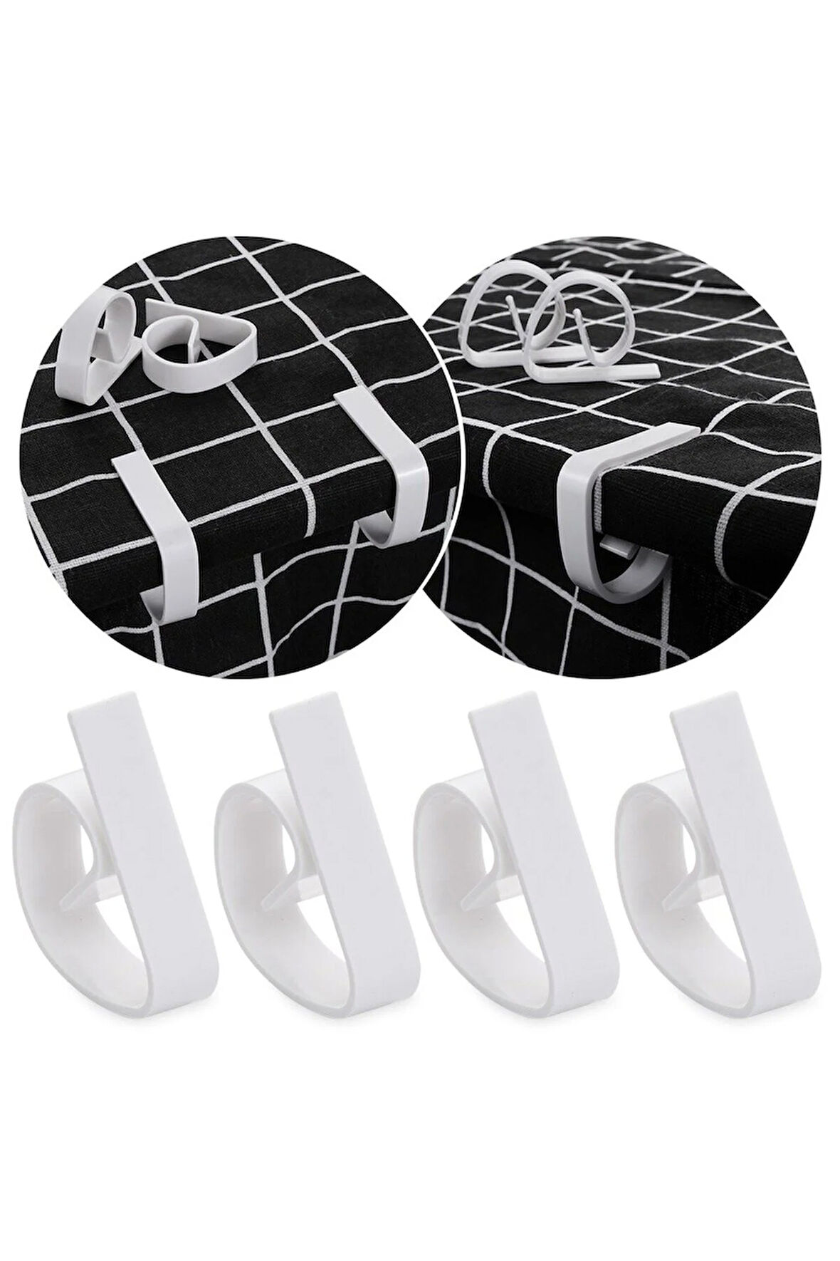 4'lü Beyaz Masa Örtüsü Tutacağı Yaysız Mandal Kayma Önleyici Tutucu Sabitleyici Kıskaç Klips Aparat
