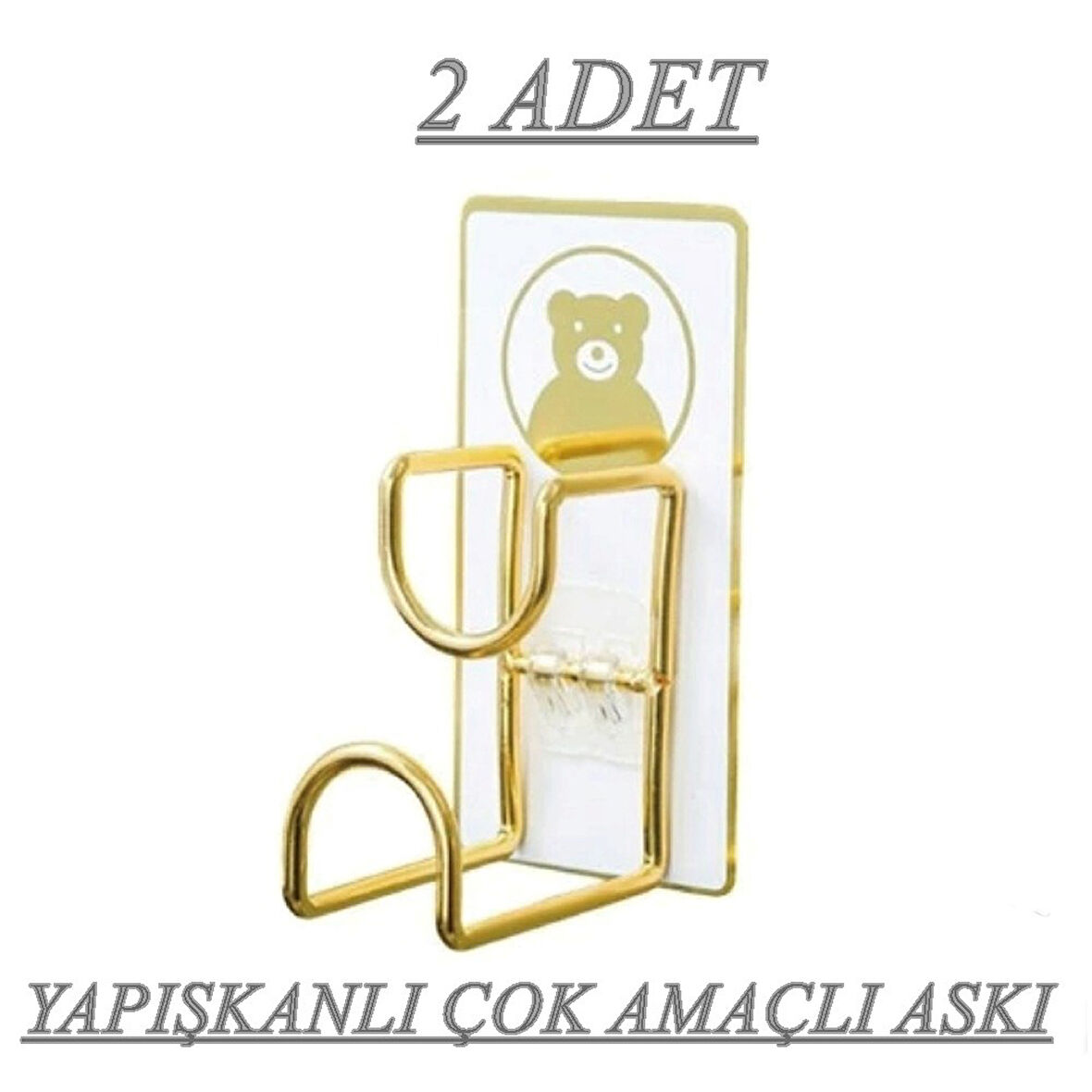 2 Adet Mutfak Banyo Askısı Figürlü Güçlü Kendinden Yapışkanlı Kapı Duvar Askısı Tekli Kanca 2 Adet