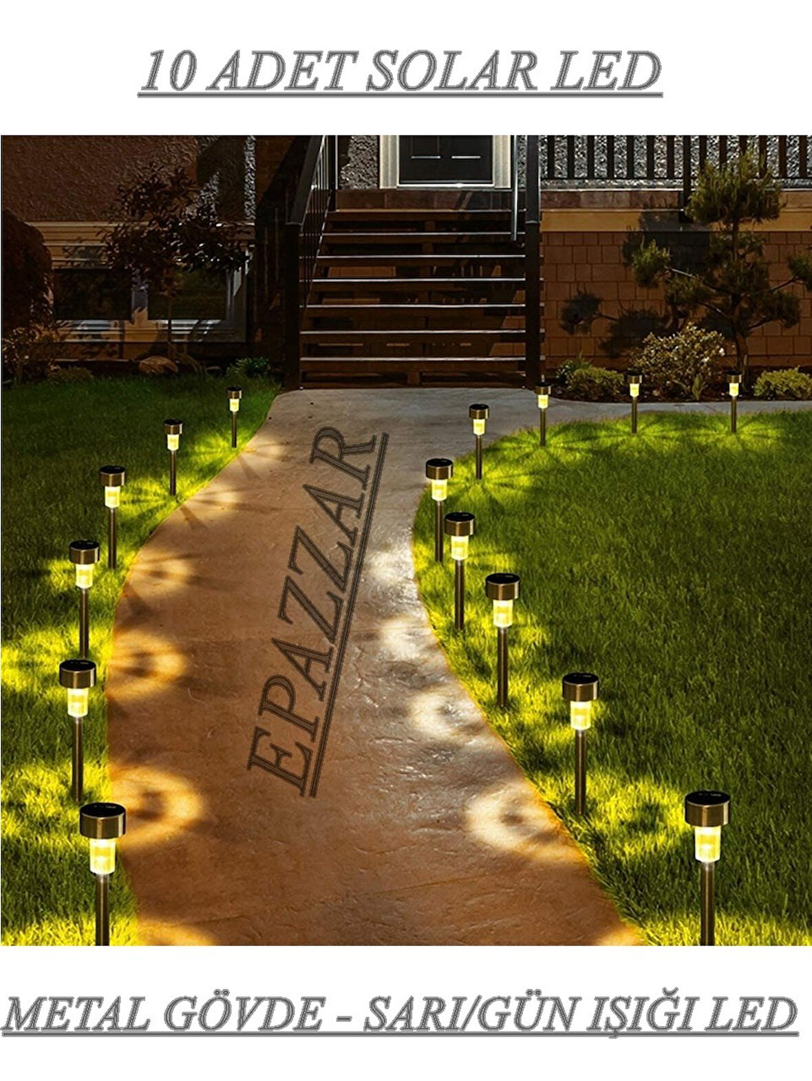 10 Adet Solar Bahçe Lambası Aydınlatma – Güneş Enerjili Solar Bahçe Mekan Aydınlatma Led Işık