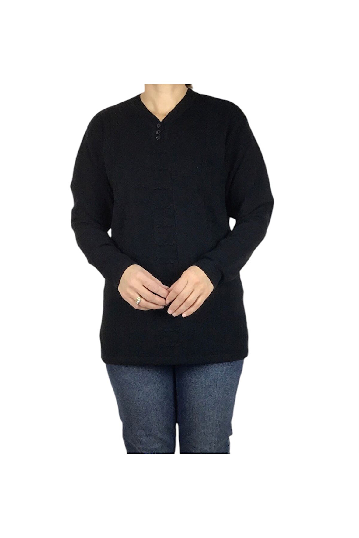 KADIN VYAKA KAPALI ÜÇ DÜĞMELI KALIN KIŞLIK ANNE BLUZ