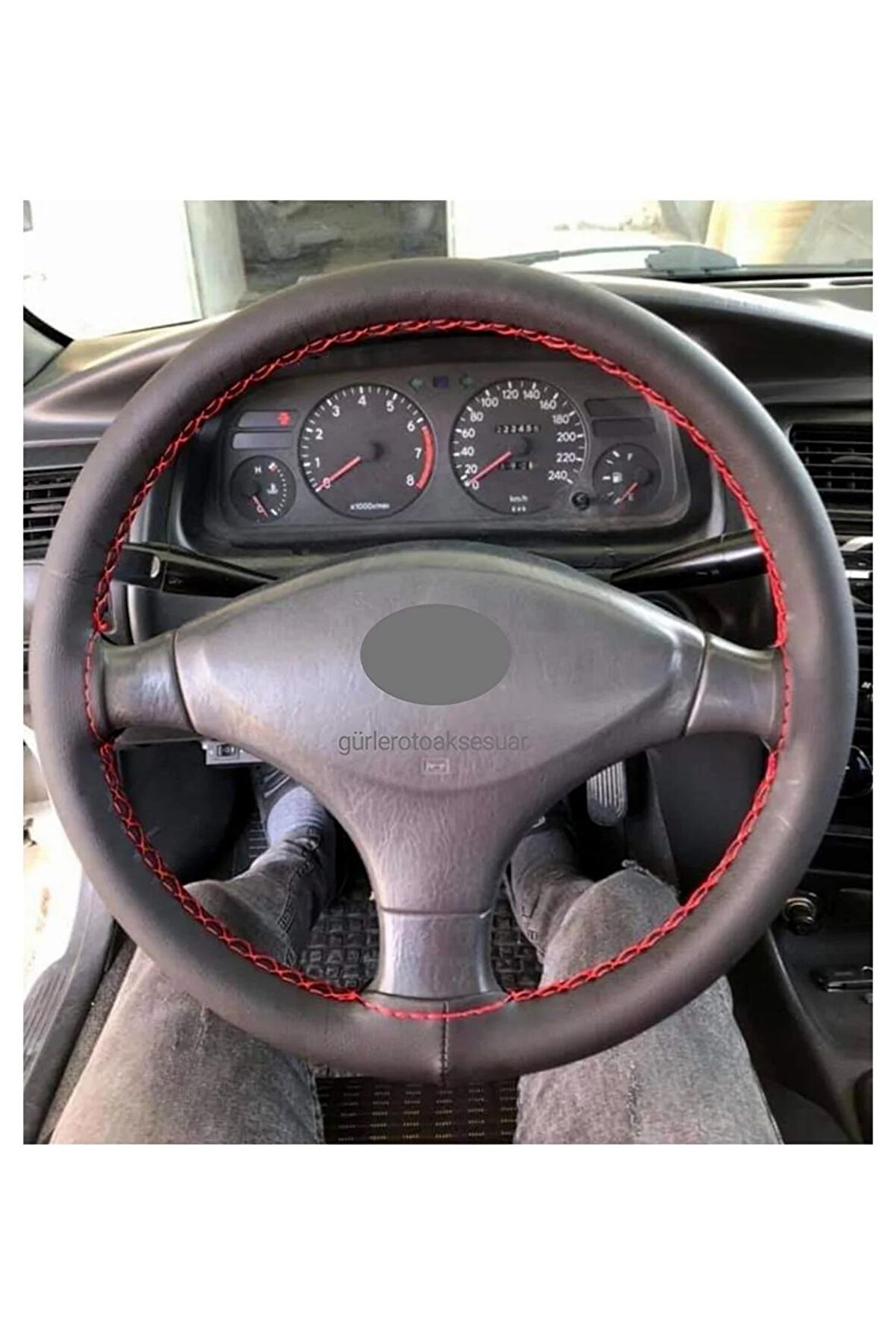 Toyota Corolla Efsane Kasa Uyumlu Dikmeli Direksiyon Kılıfı Soft Kırmızı Ipli ( 38×10cm)