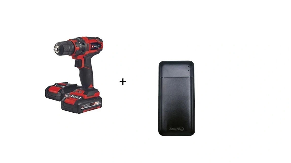 Einhell TC-CD 18/35 Li +39 (2x2,0 Ah), Akülü Vidalama - 4513957 + Akdeniz Taşınabilir Şarj Cihazı (Model: S125Q)