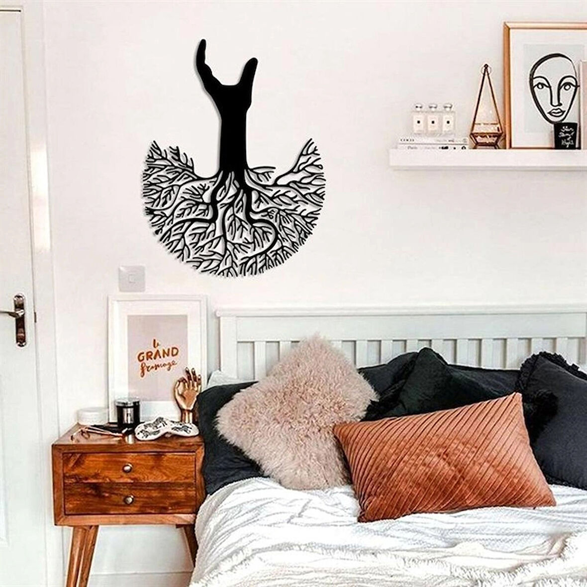 El ve Ağaç dekoratif dekor tablo 