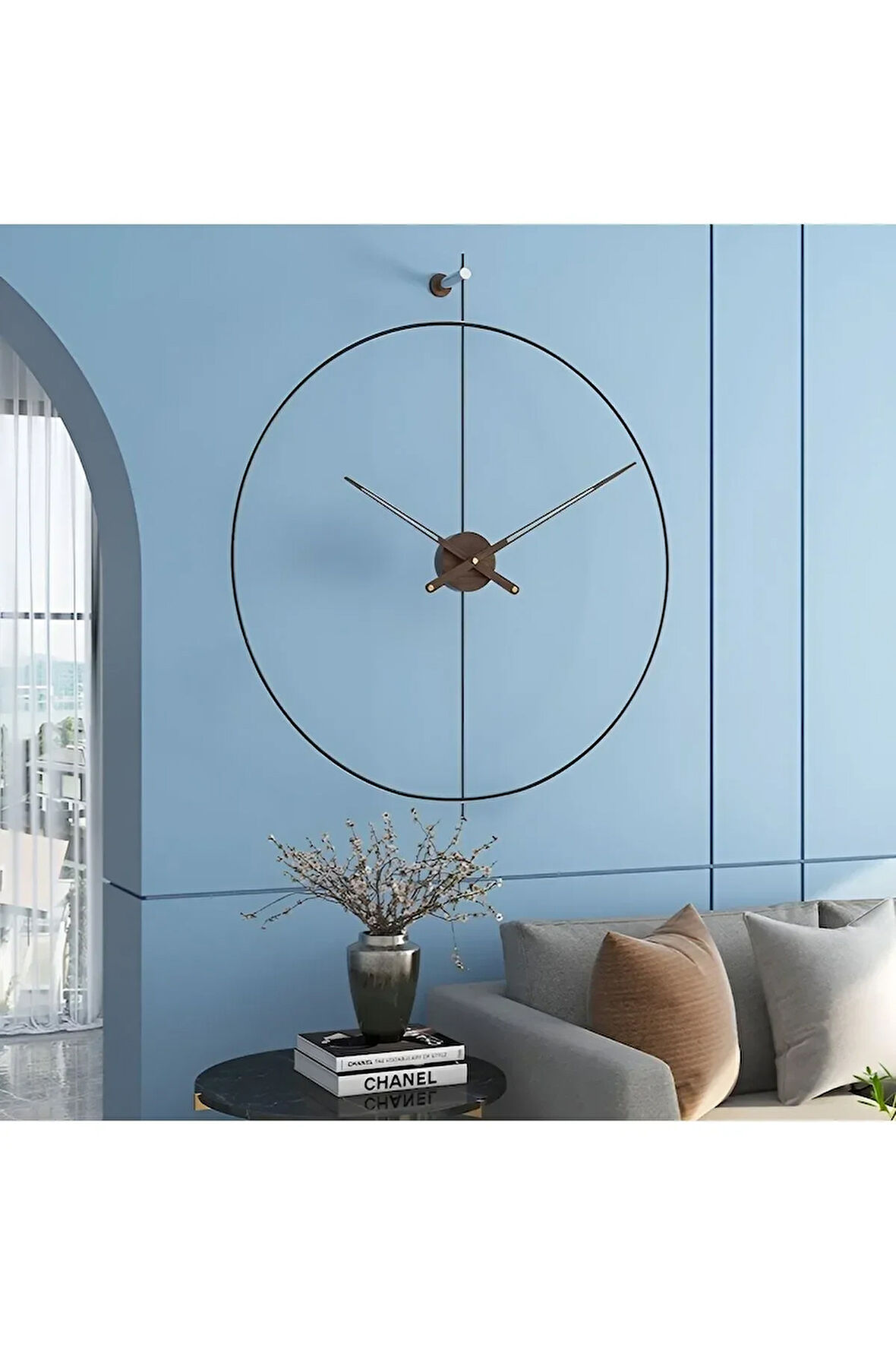 ElissaTime 60 Cm Siyah Modern Dekoratif Metal Duvar Saati