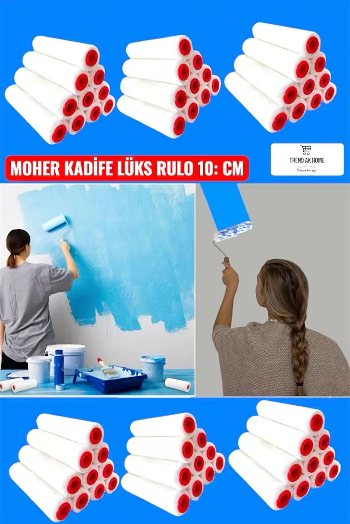 MOHER KADİFE LÜKS RULO YEDEK BAŞLIĞI 10 CM ( 10 ADET ) 