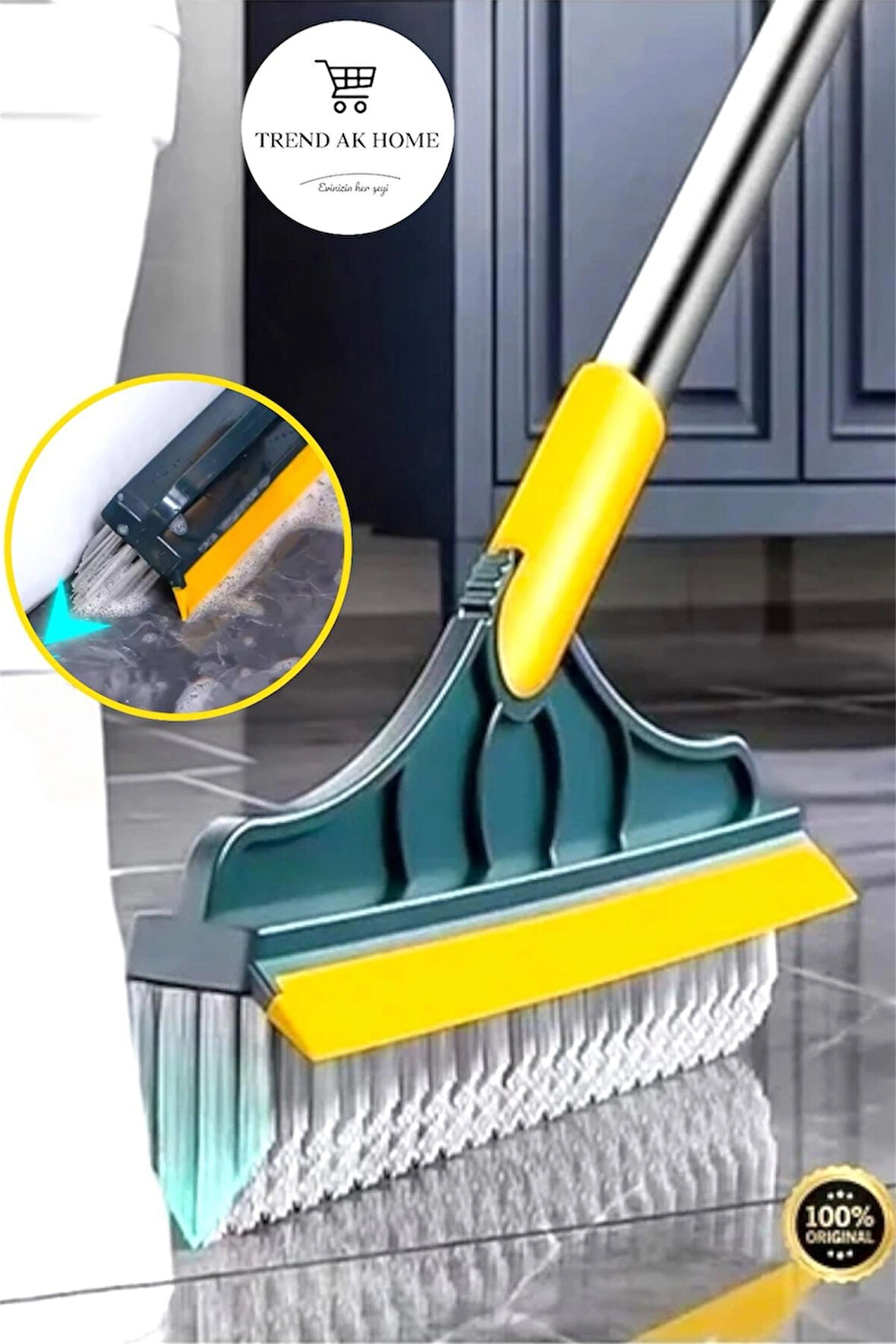  V Mop - Çekpaslı Sert Uçlu - Derz Fırçası - Banyo Fırçası - Temizlenmesi Zor Alanlara