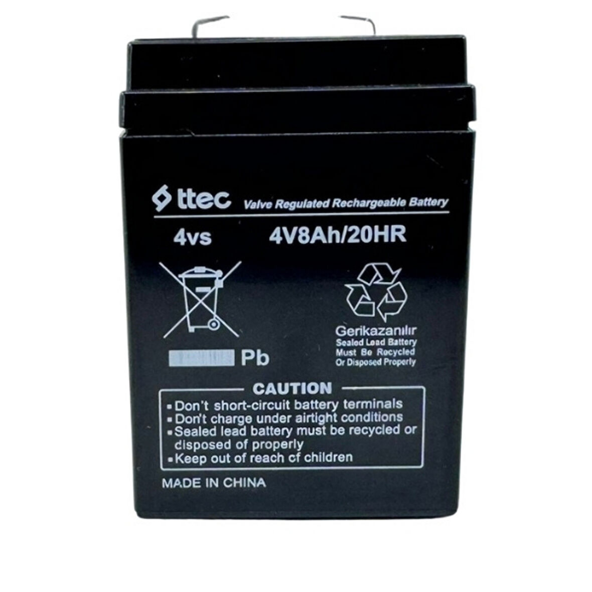 Ttec 4V 8Ah Şarjlı Akü - AGM Teknoloji, Bakım Gerektirmez