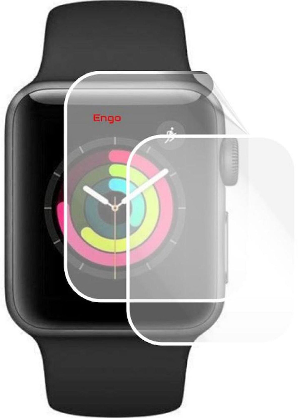 Engo Apple Watch Uyumlu  Series 3 42 MM Ekran Koruyucu Şeffaf TPU Film 2 Adet