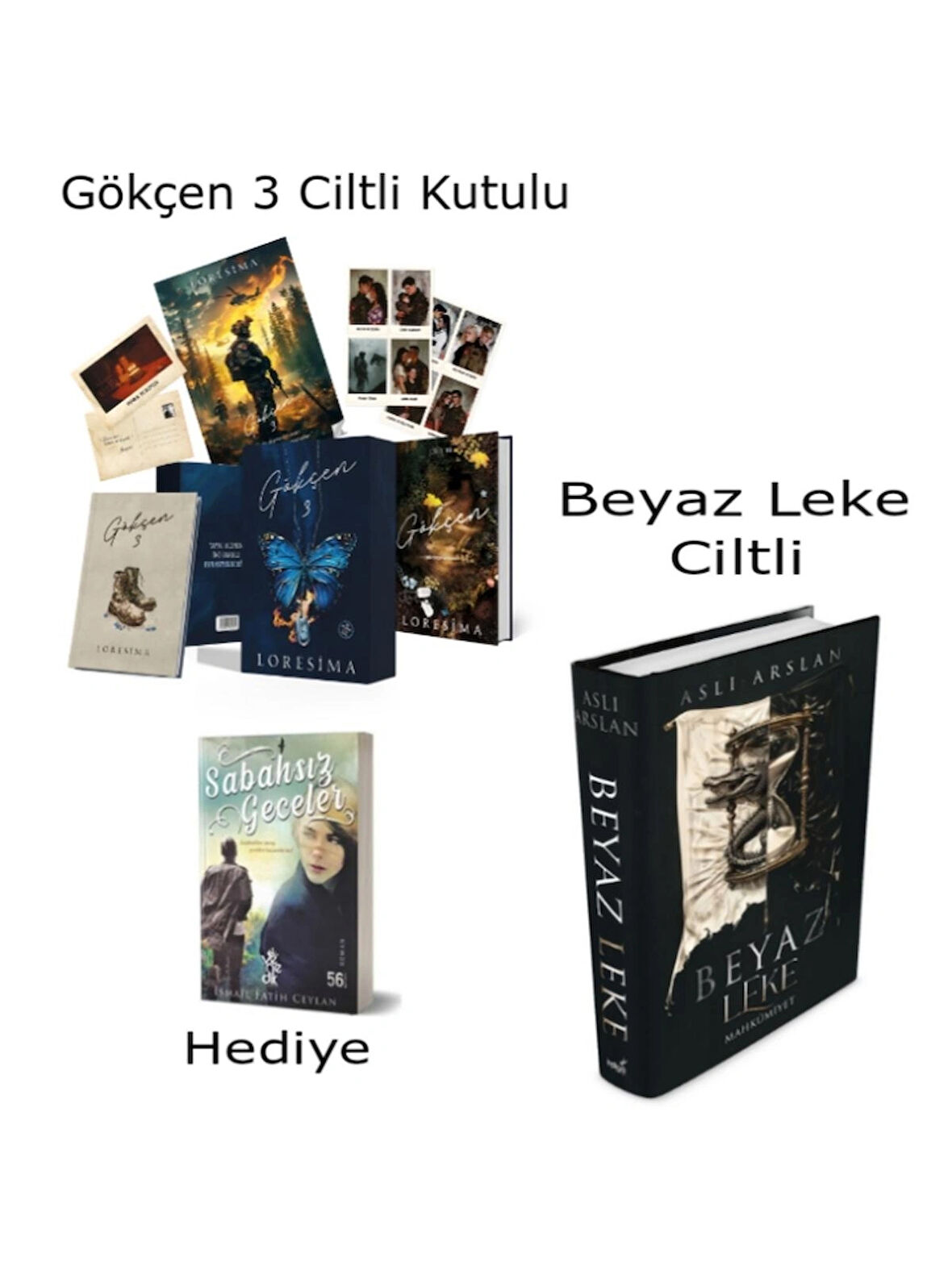 Beyaz Leke Ciltli ve Gökçen 3 Güz Yağmurları Ciltli Kutulu Set Aslı Arslan ve Loresima 2 Kitap