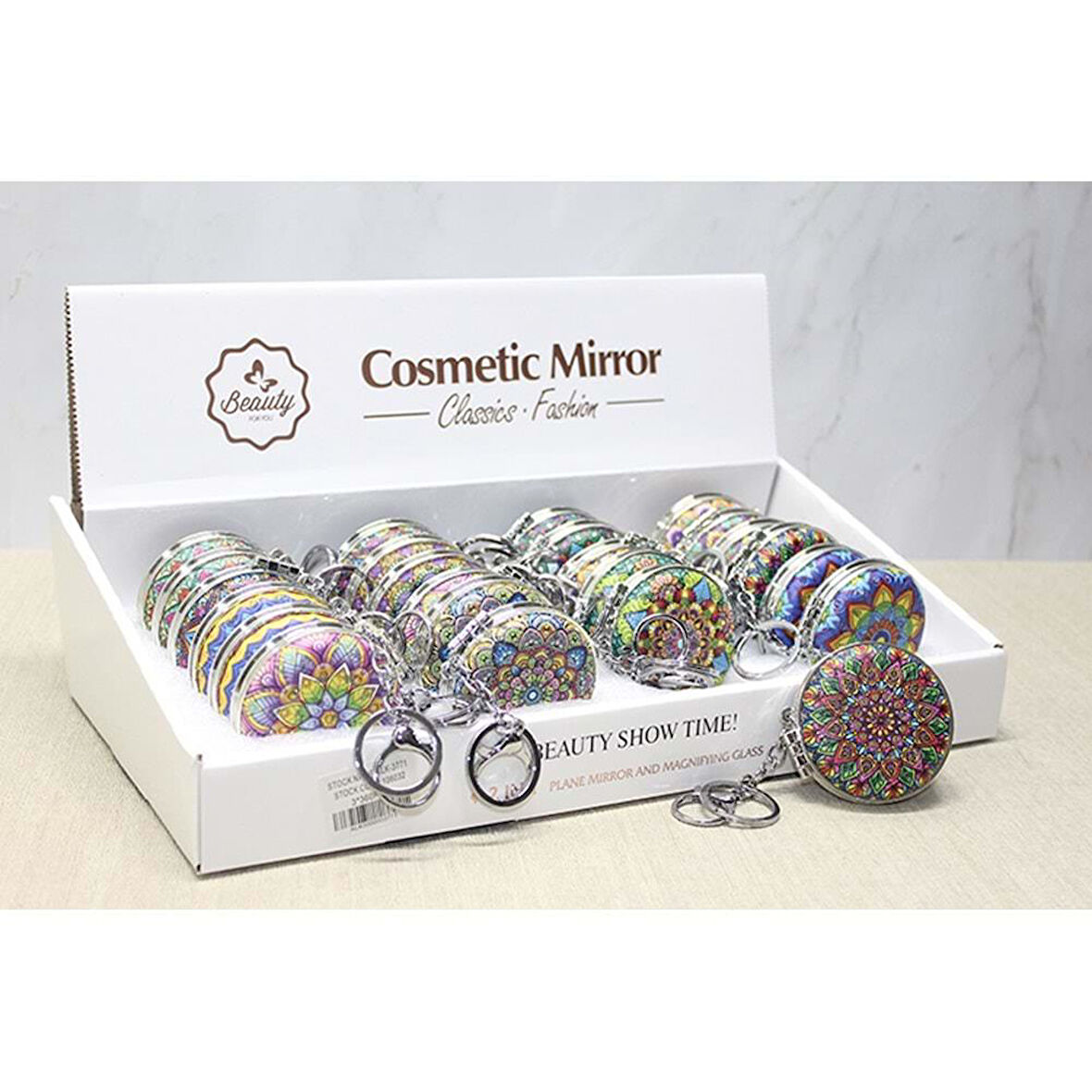 Taşlı El Aynası Anahtarlık