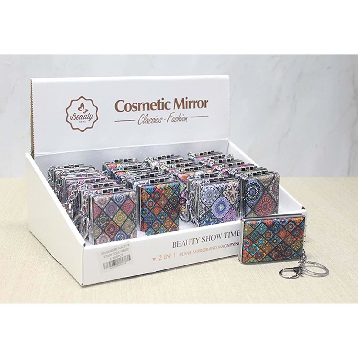 Taşlı El Aynası Anahtarlık