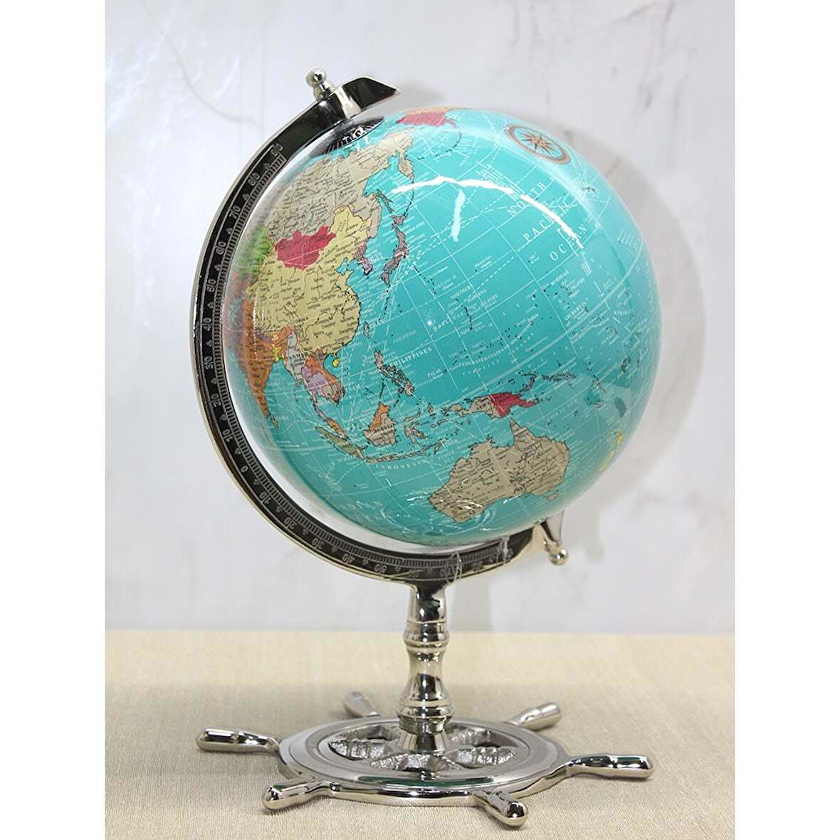 Altı Dümenli Dekoratif Dünya Küre