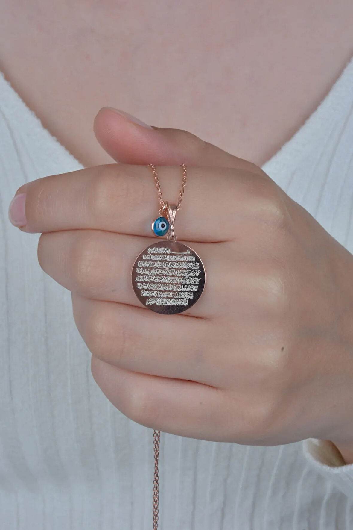 925 Ayar Gümüş Plaka Oval Ayetel Kürsi Kolye Kadın Gümüş Kolye