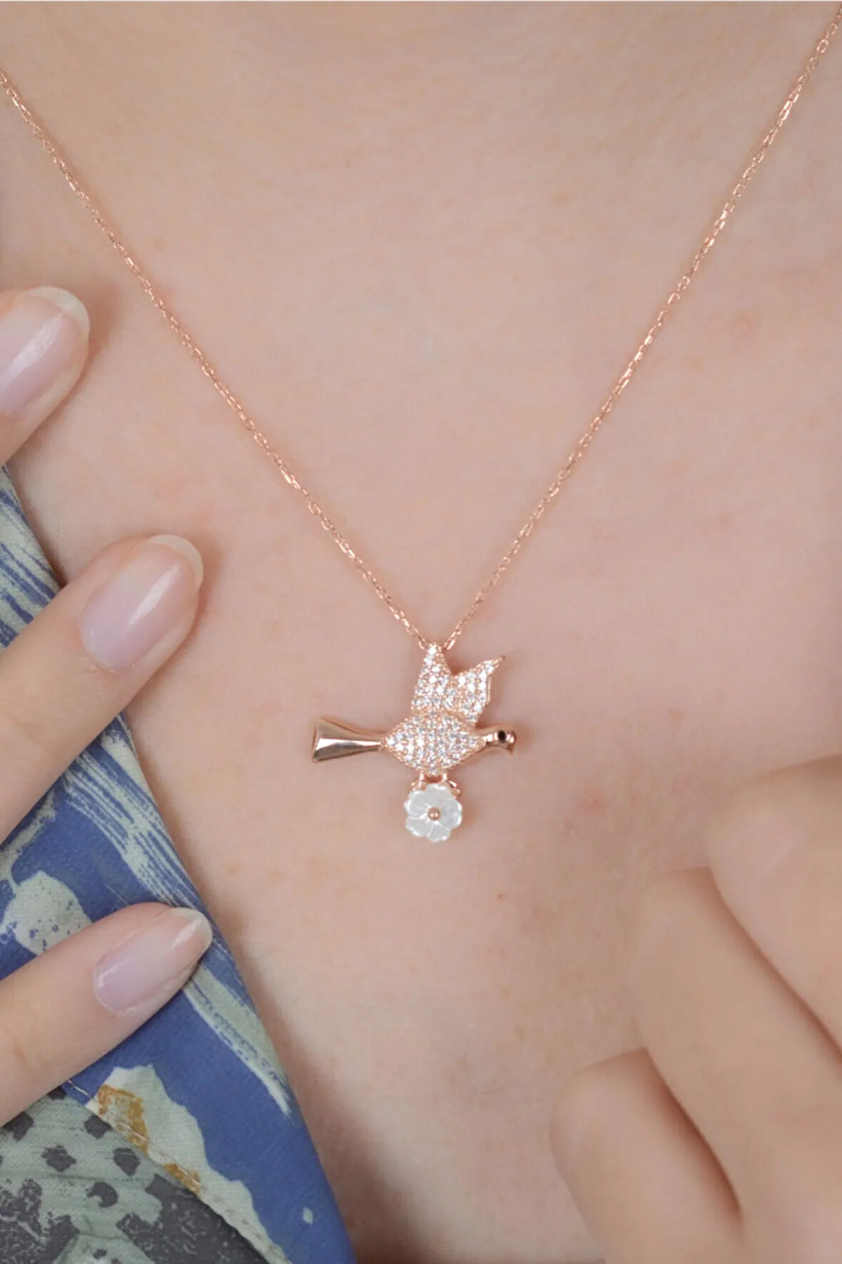 Kadın 925 Ayar Kuşlu Gümüş Kolye