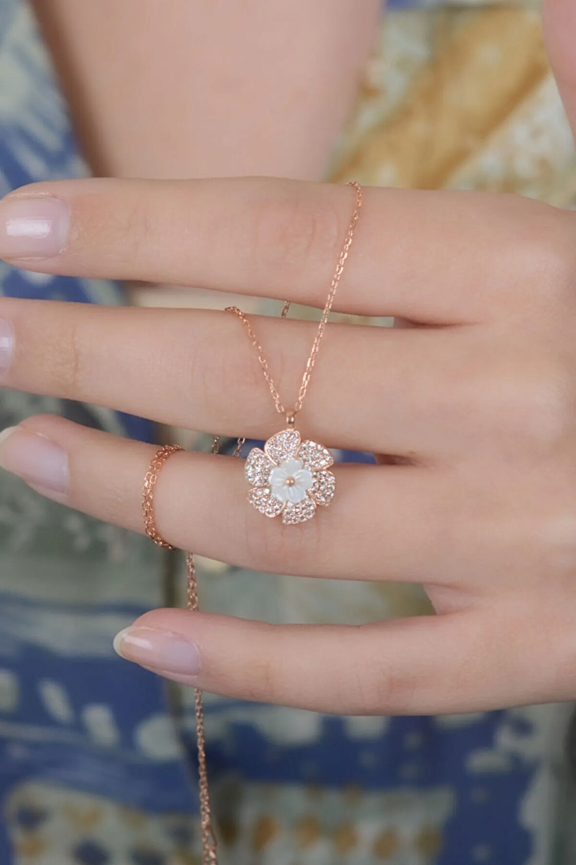 Kadın 925 Ayar Çiçek Gümüş Kolye