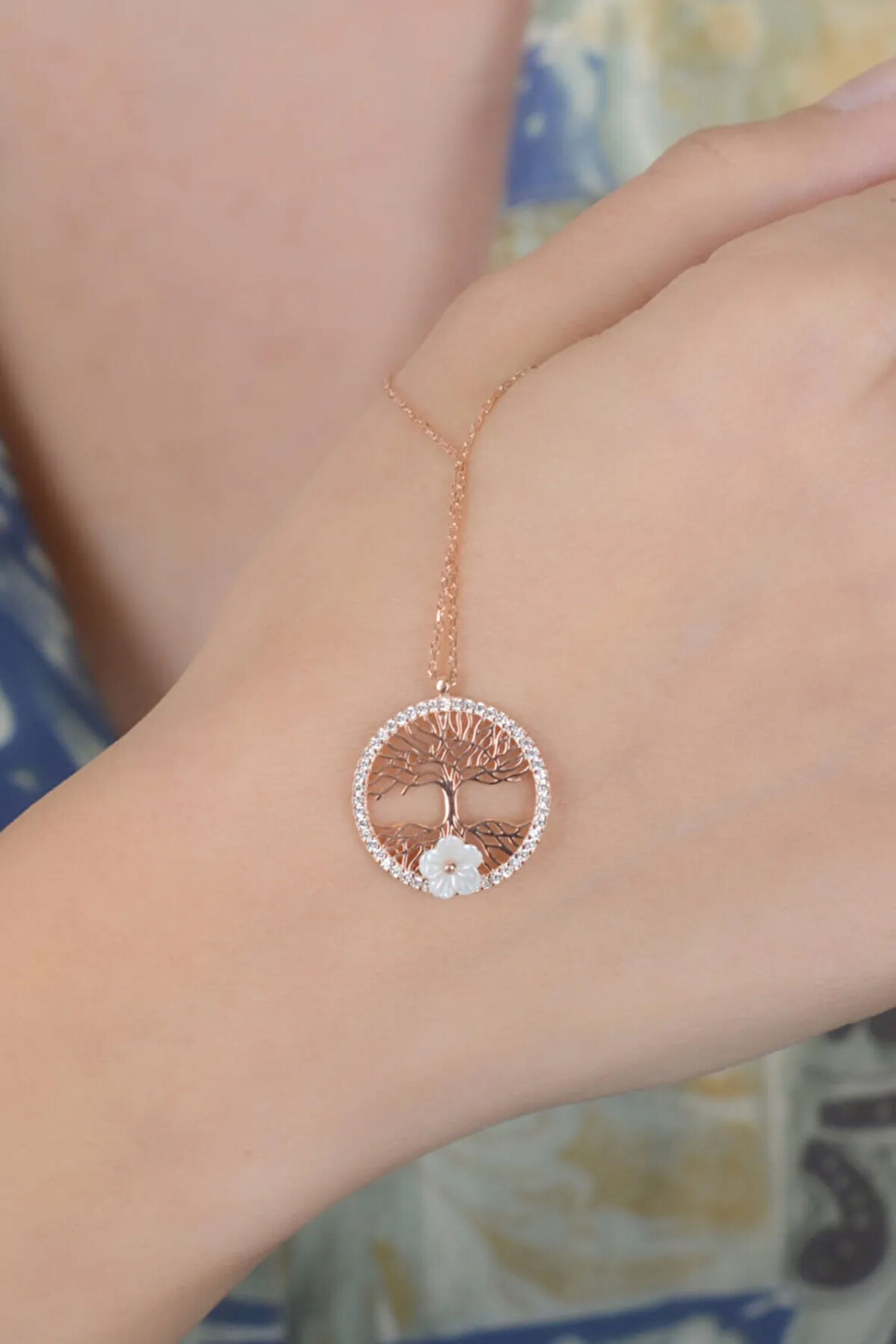 925 Ayar Plaka Hayat Ağacı Kadın Gümüş Kolye