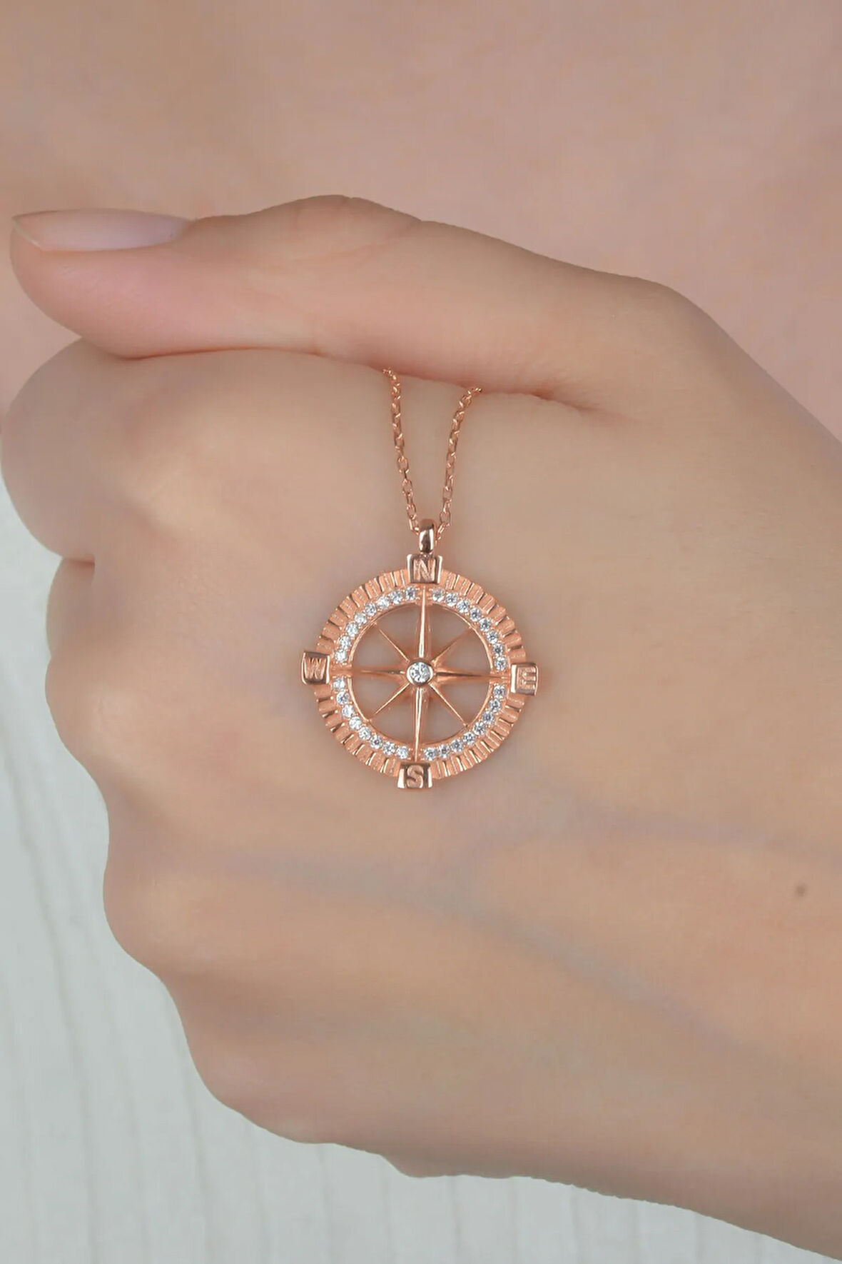 925 Ayar Pusula Gümüş Kolye