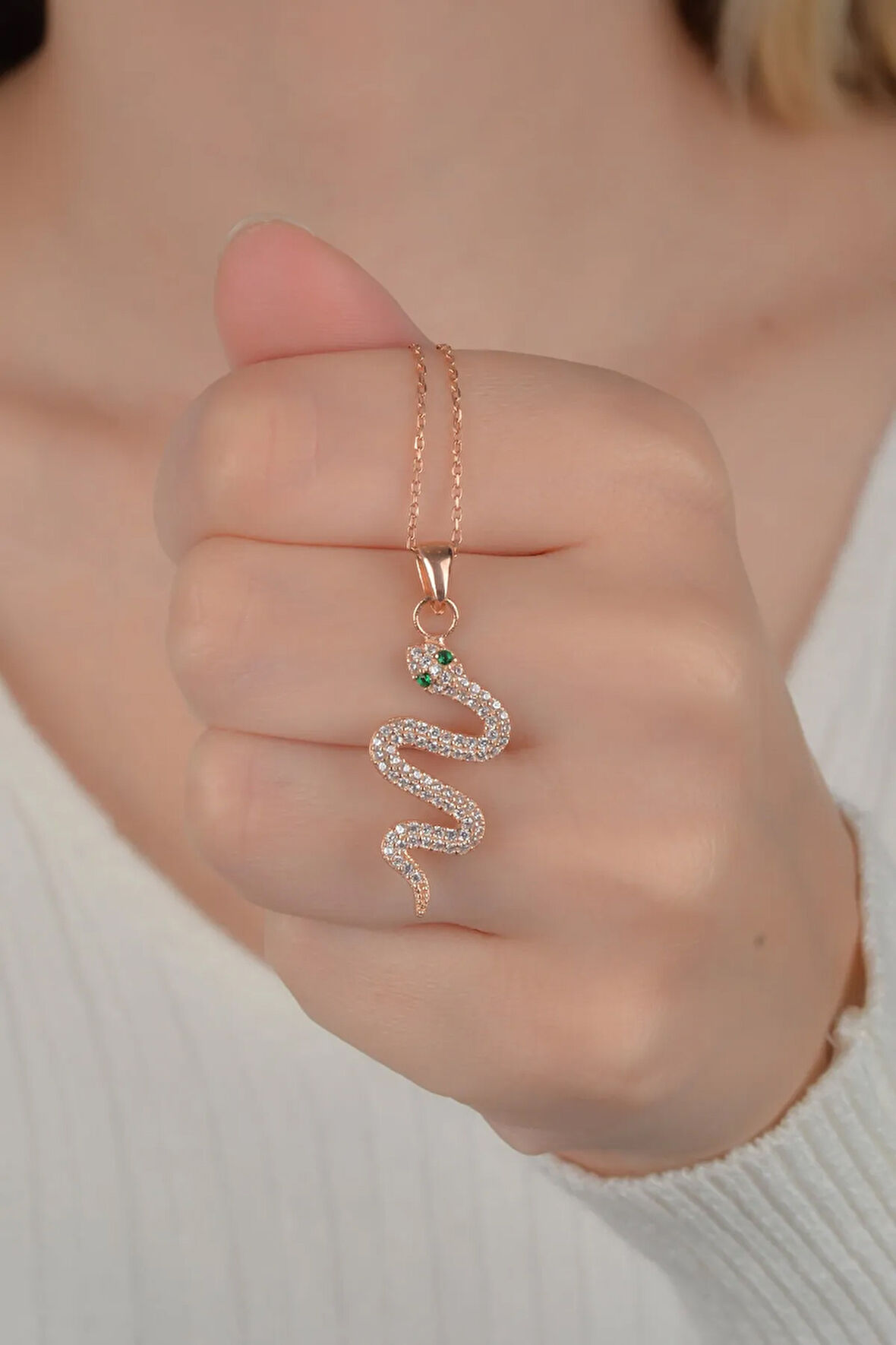 925 Ayar Gümüş Yılan Kolye