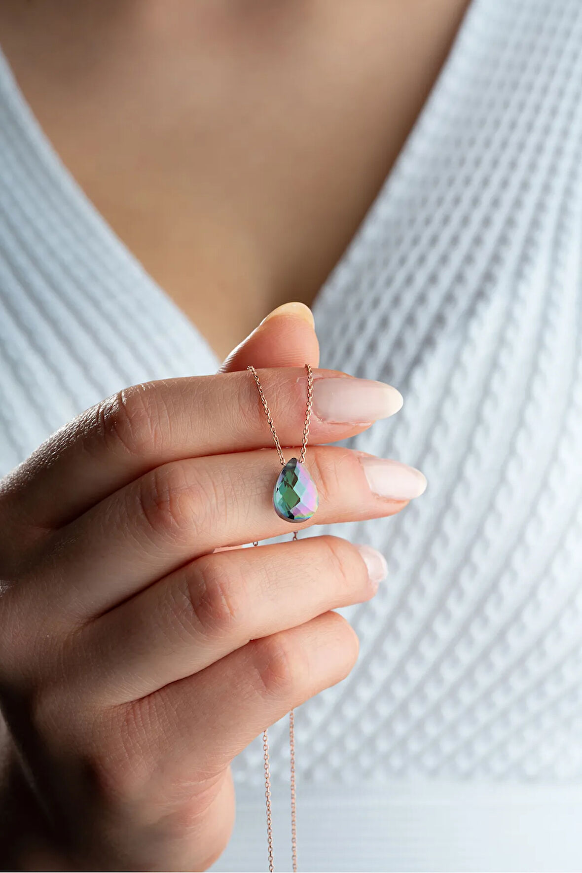 925 Ayar Gümüş Rose Kaplama Kalp Model His Taşı