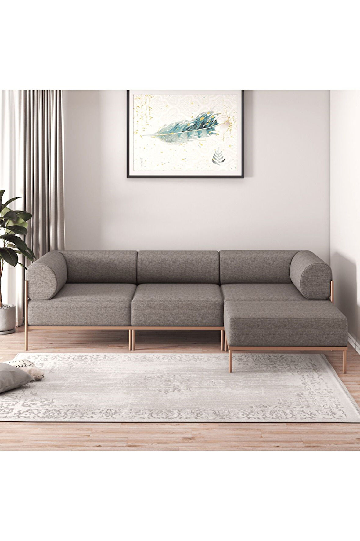 Ester Metal Ayak Demonte Köşe Koltuk