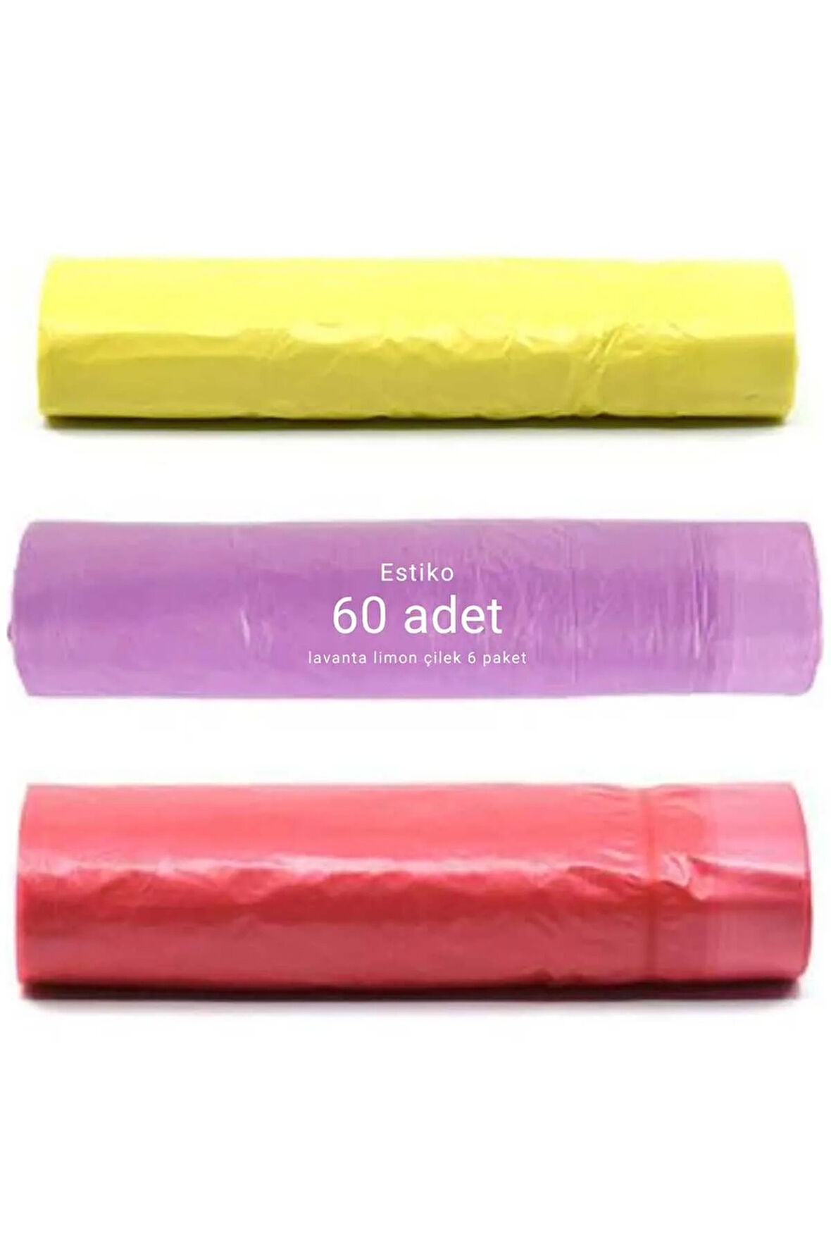 Büzgülü Ve Kokulu Çöp Poşeti 55x60 Orta Boy 60 Adet Çilek Lavanta Limon