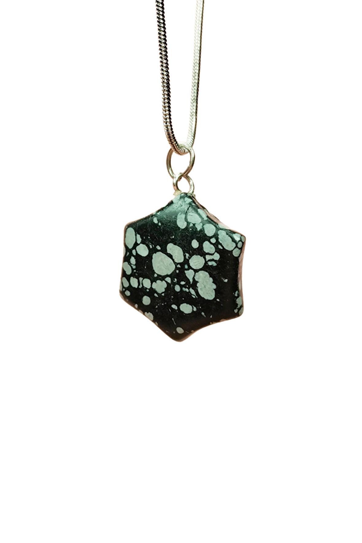 Obsidyen  Taşı Zincirli El Yapımı Kolye Uç: 2 cm Zincir: 20 cm Kutulu