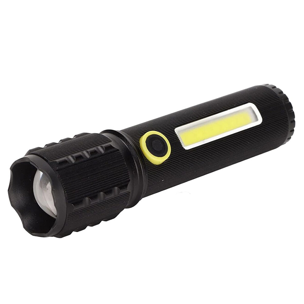 ZOOMLU FLASH ÖZELLİKLİ ŞARJLI METAL KASA EL FENERİ (4457)