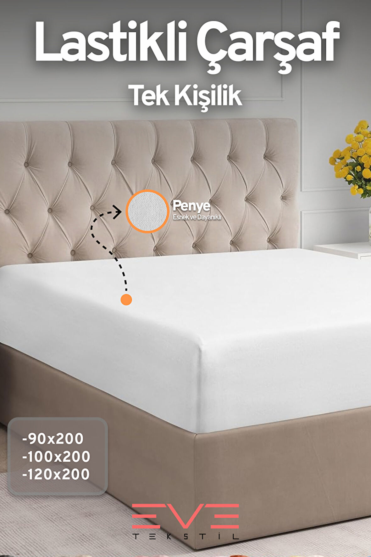 Fitted Yüksek Kaliteli Penye Kumaş Tek Kişilik Lastikli Çarşaf