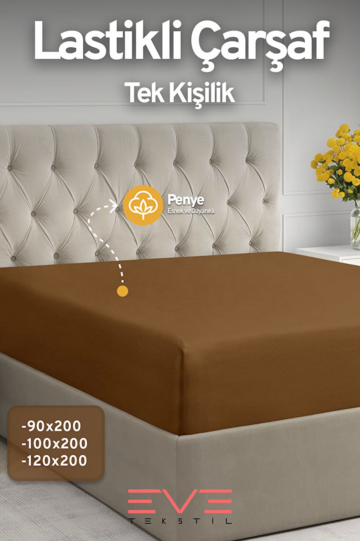 Fitted Yüksek Kaliteli Penye Kumaş Tek Kişilik Lastikli Çarşaf
