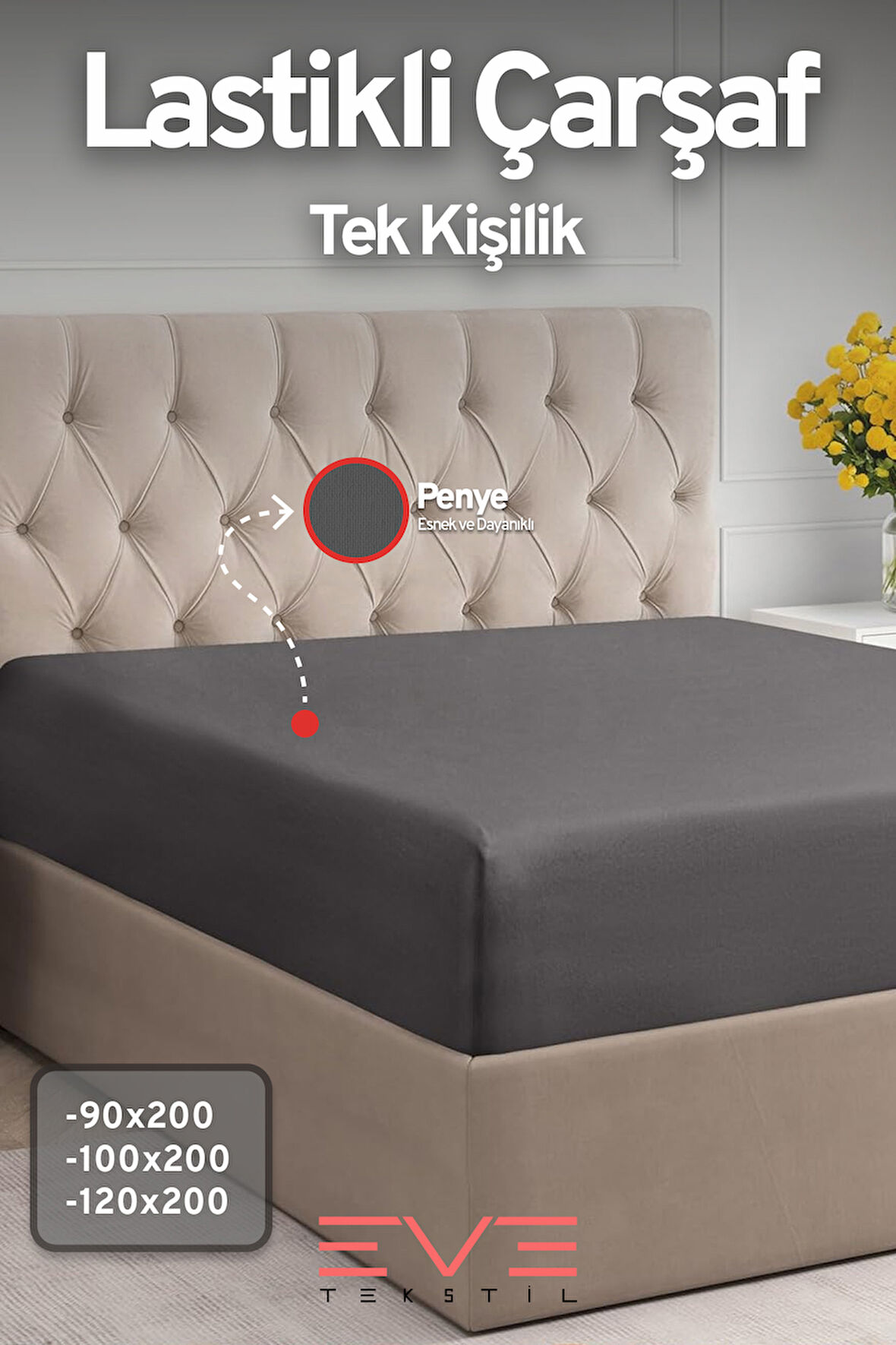 Fitted Yüksek Kaliteli Penye Kumaş Tek Kişilik Lastikli Çarşaf