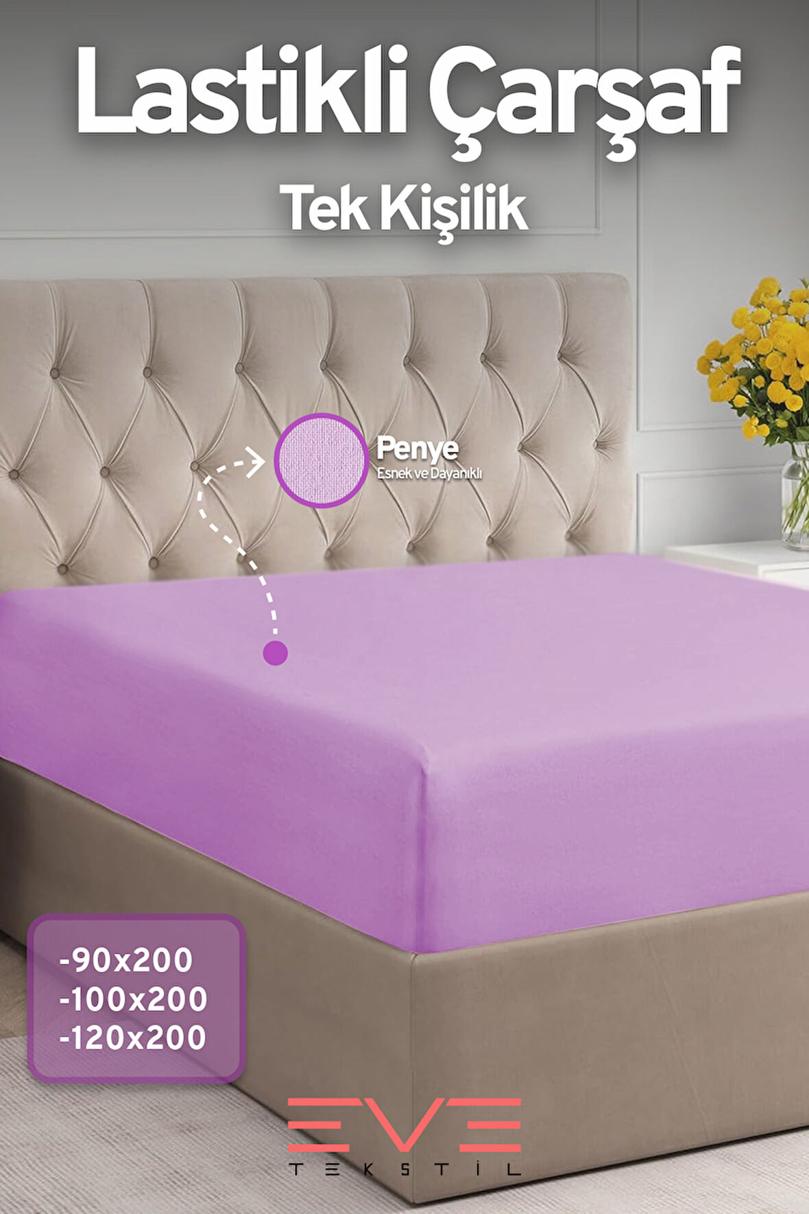 Fitted Yüksek Kaliteli Penye Kumaş Tek Kişilik Lastikli Çarşaf