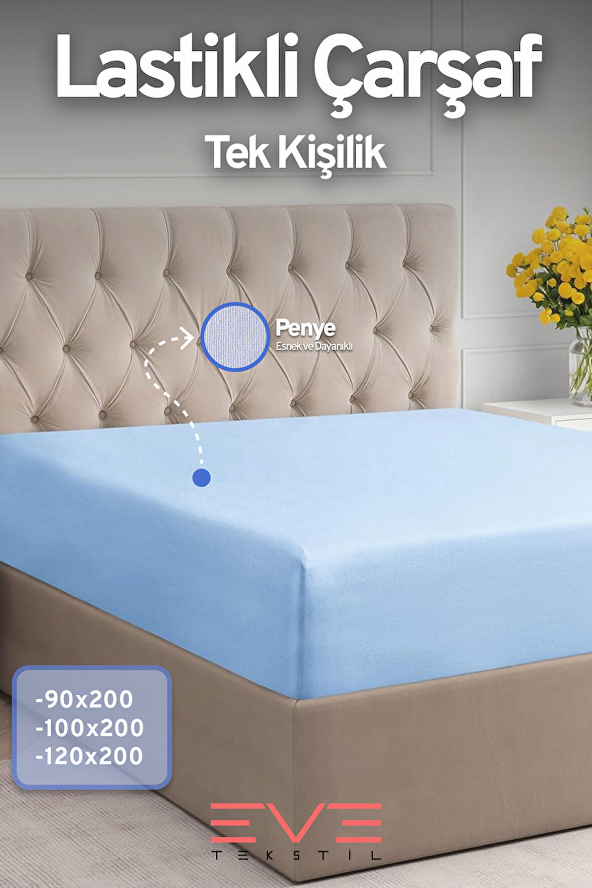 Fitted Yüksek Kaliteli Penye Kumaş Tek Kişilik Lastikli Çarşaf
