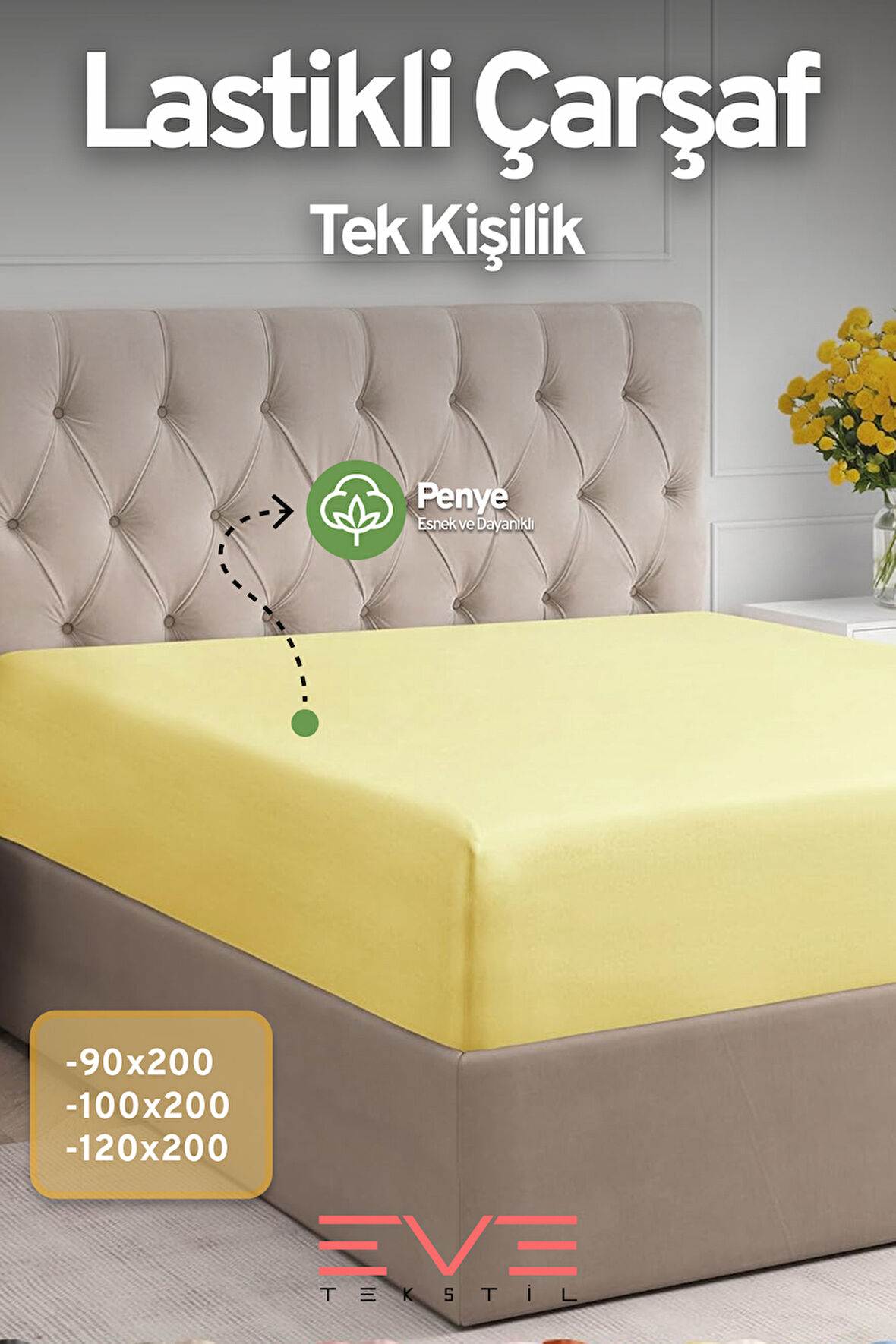 Fitted Yüksek Kaliteli Penye Kumaş Tek Kişilik Lastikli Çarşaf