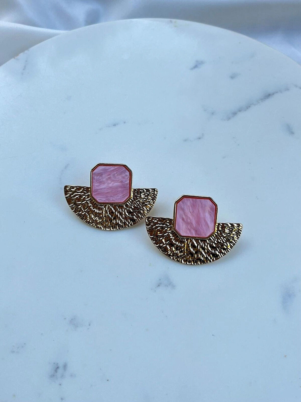 KARARMAZ ÇELİK PEMBE VİNTAGE KADIN KÜPE YAZLIK KÜPE ABİYE KÜPE HEDİYELİK KÜPE