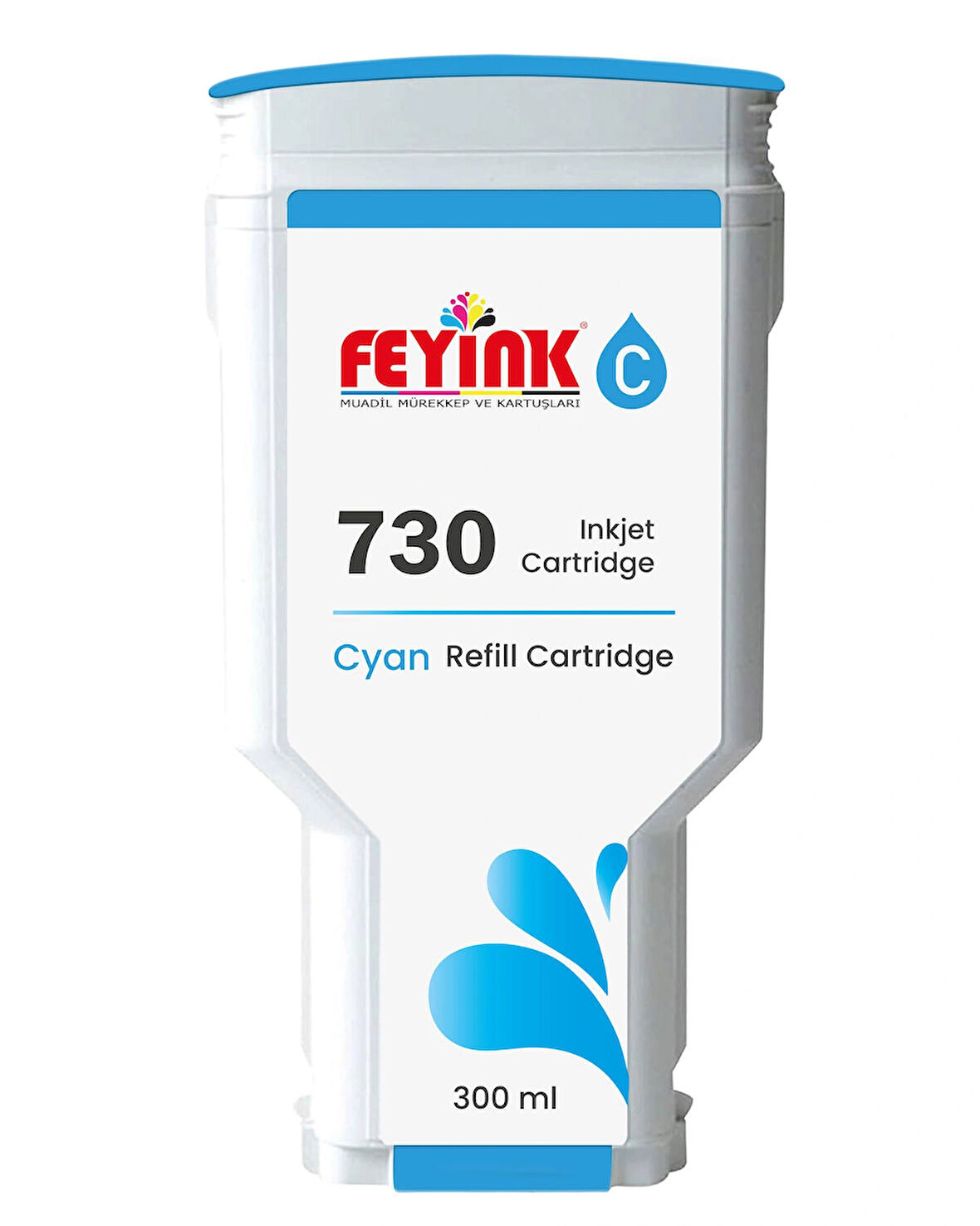 Feyink® HP 730 Cyan (C) Orijinal Mürekkep Dolumlu Feyink Kartuş 300 ml Mavi