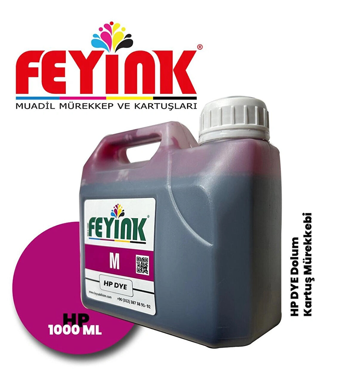 Feyink®Hp Vivera T Plotter DYE Kartuş Dolum Mürekkebi T610/T770/T790/T795/T920/T2300/M Magenta1000ml