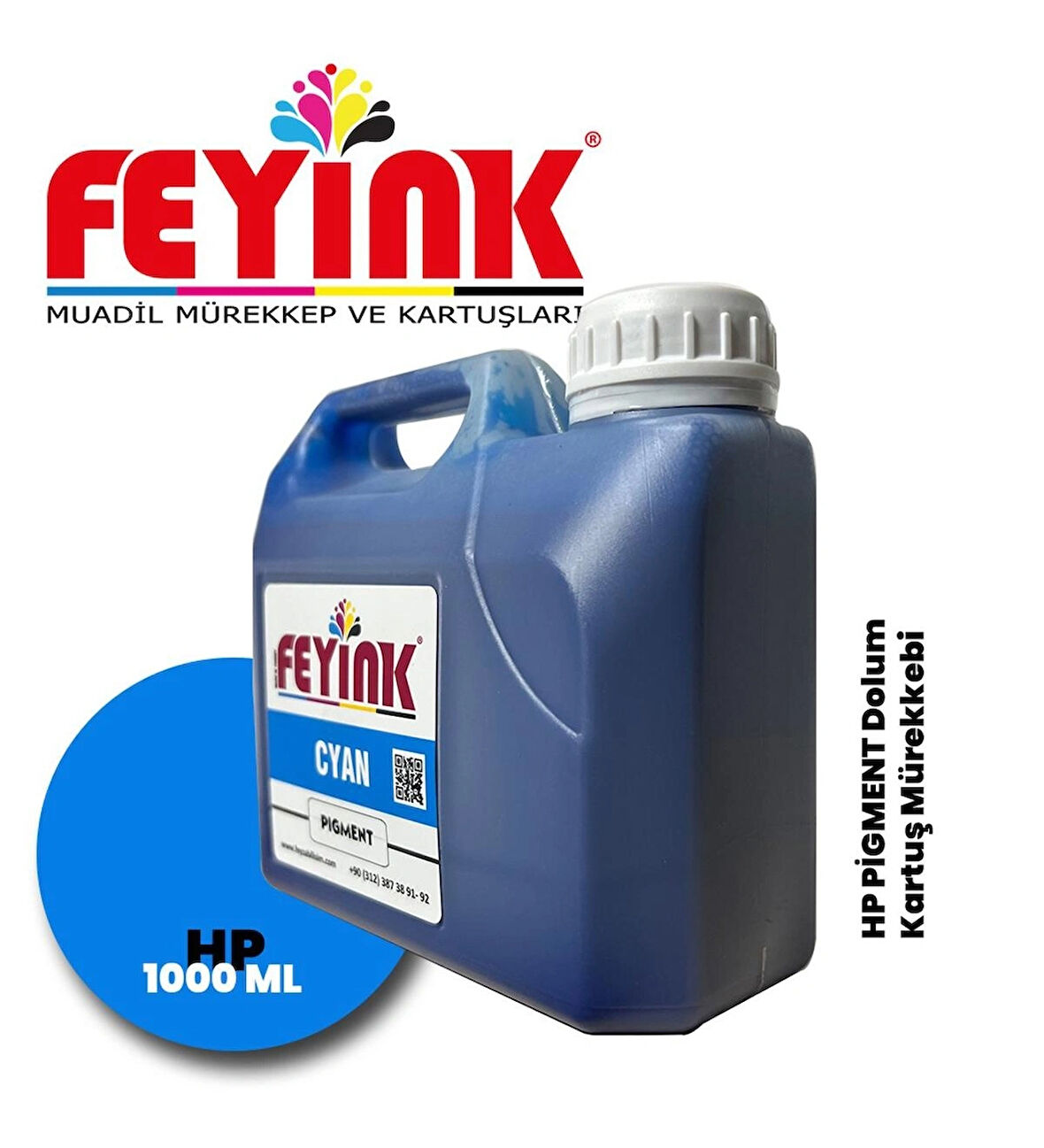 Feyink® Hp Z Serisi Plotter Pigment Kartuş Dolum Mürekkebi Z2100/Z5200/Z5400/Z5600/C (Cyan) -1000ml-