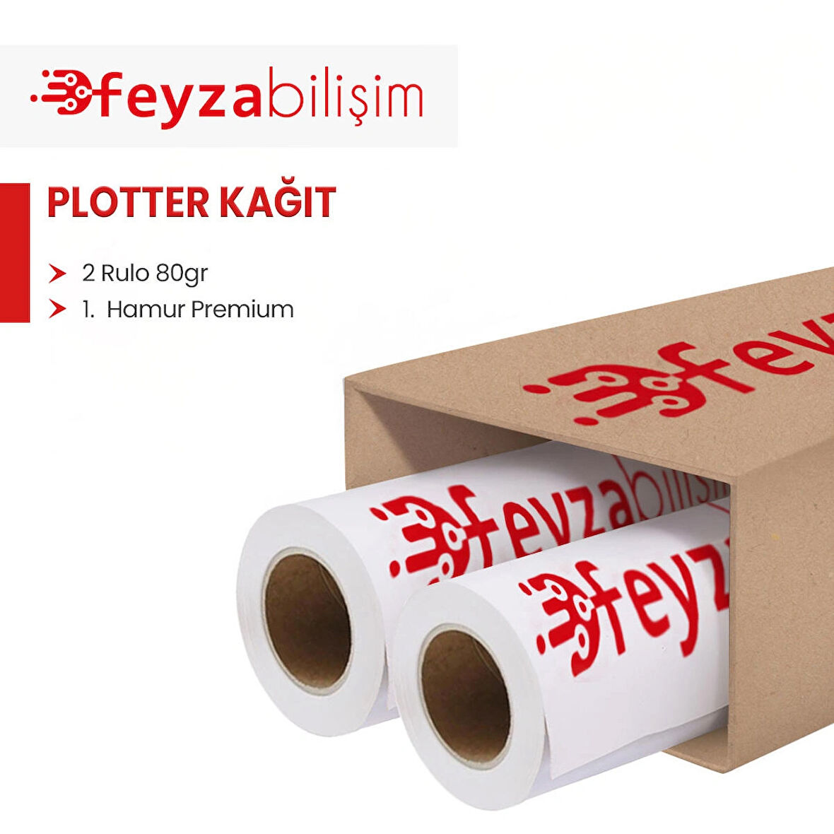 Feyza Bilişim® 1.Hamur Premium Opak 80gr Plankopya Ozalit (Çizim) Kağıdı 75cm x 175mt (2 Rulo)