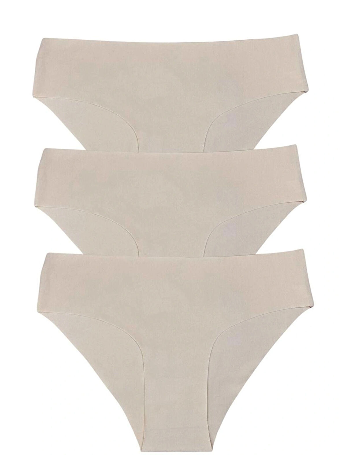 Kadın 3'lü Dikişsiz Lazer Kesim Iz Yapmaz Likralı Bikini Slip Külot