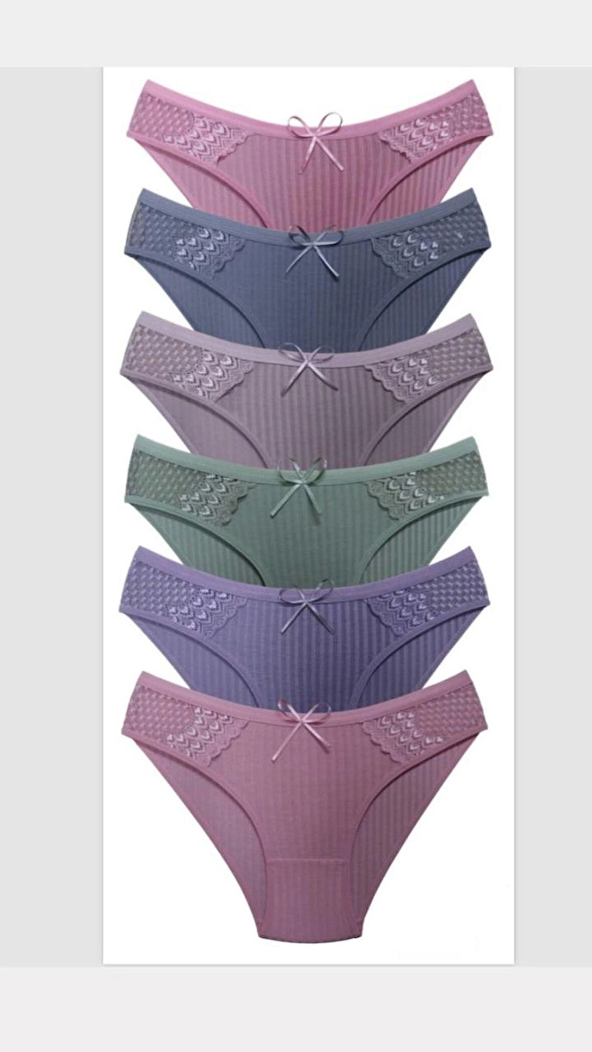 Büyük Beden Karışık Renkli Yüksek Bel Kadın Külot 6 Lı Paket