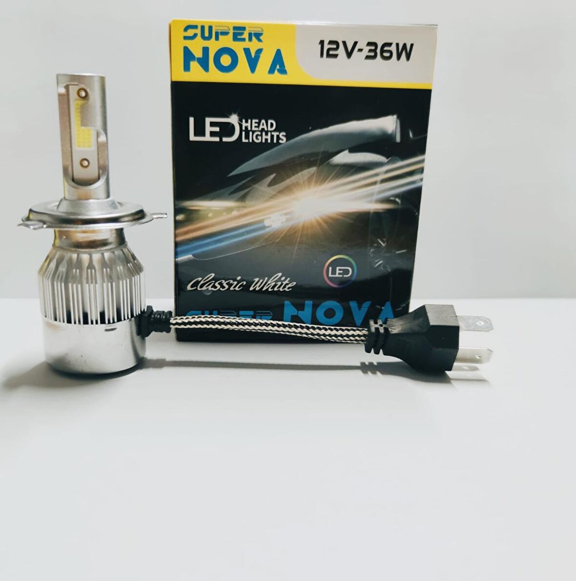 SuperNova BEYAZ H4 Simsek Etkili Zenon COB Led Xenon Led Headlight