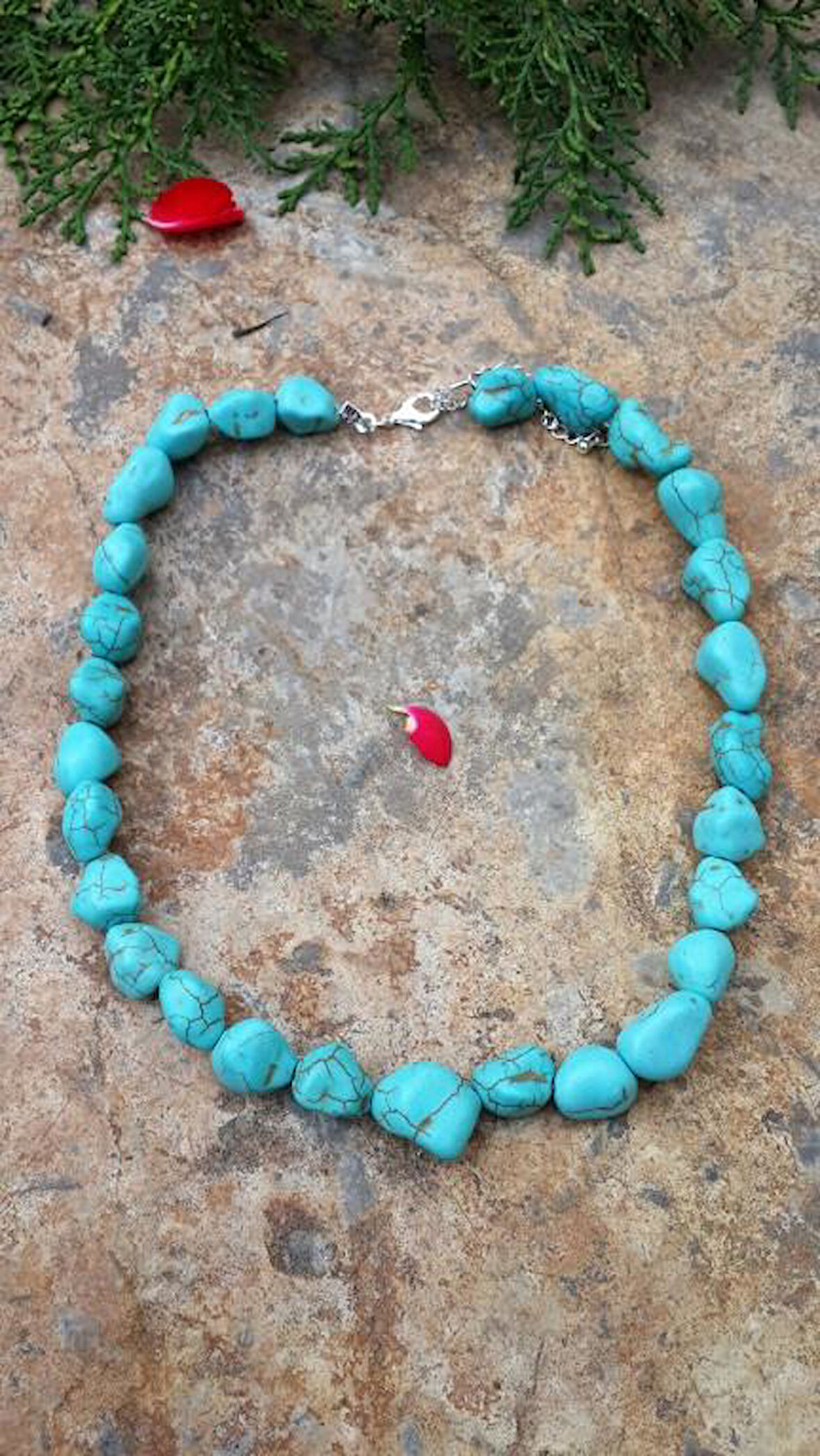 STONEAGE Kadın Kolye Kırma Firuze Doğal Taş Nazara Karşı Takılır