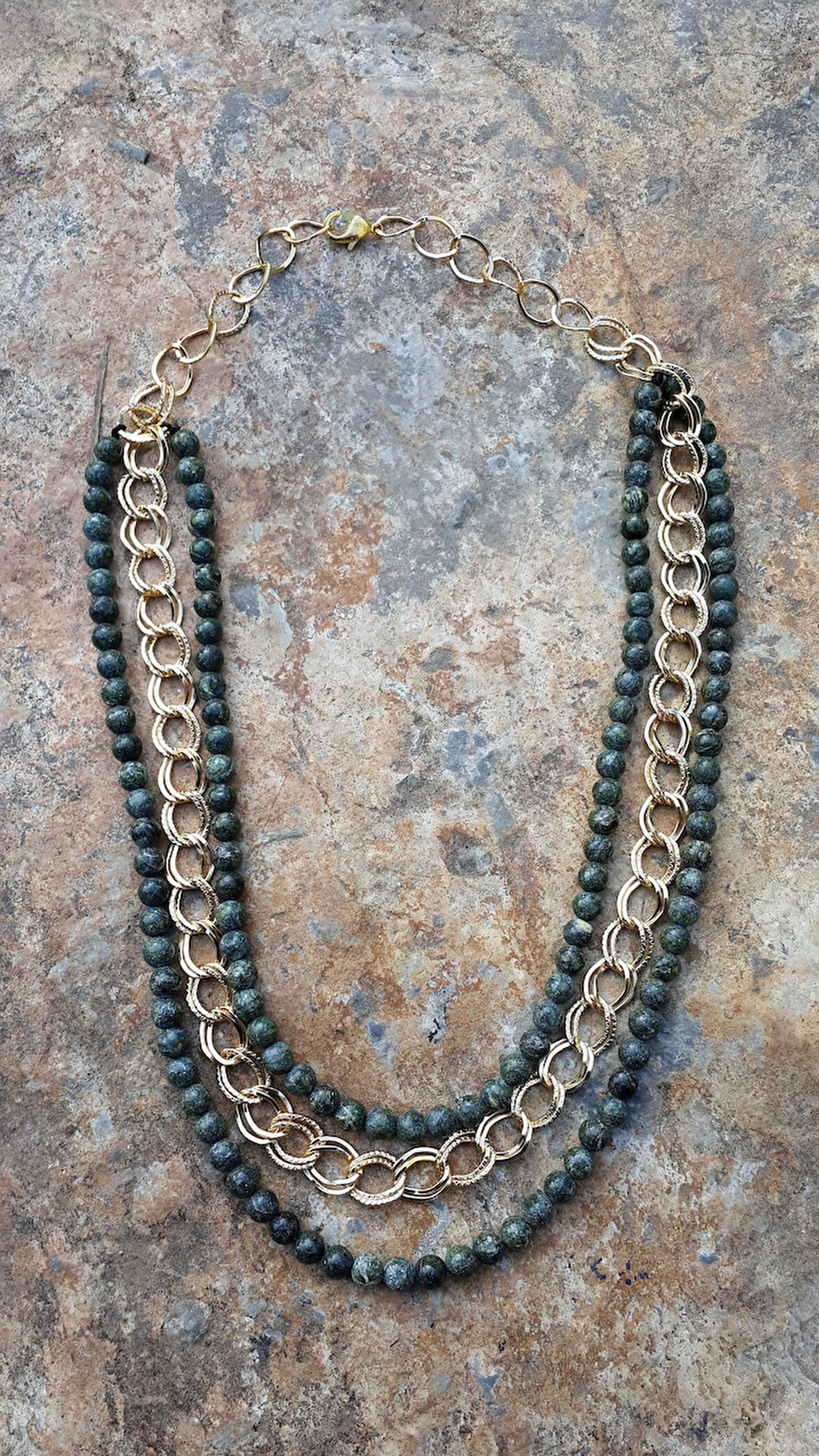 STONEAGE Serpentin Doğal Taş Kadın Kolye