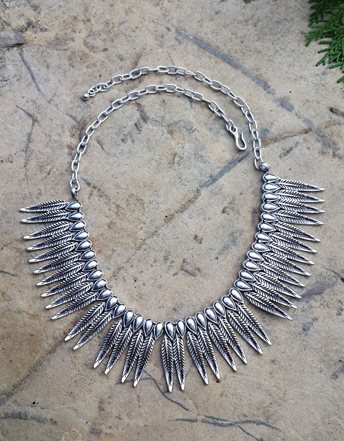 STONEAGE Genç Kadın Kolye Bohem Boho Gerdanlık Hint Gümüşü Türk Malı