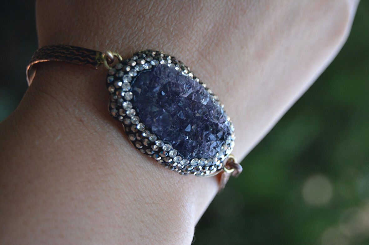 STONEAGE JEWELLERY El Yapımı Ametist Doğal Taş Bileklik
