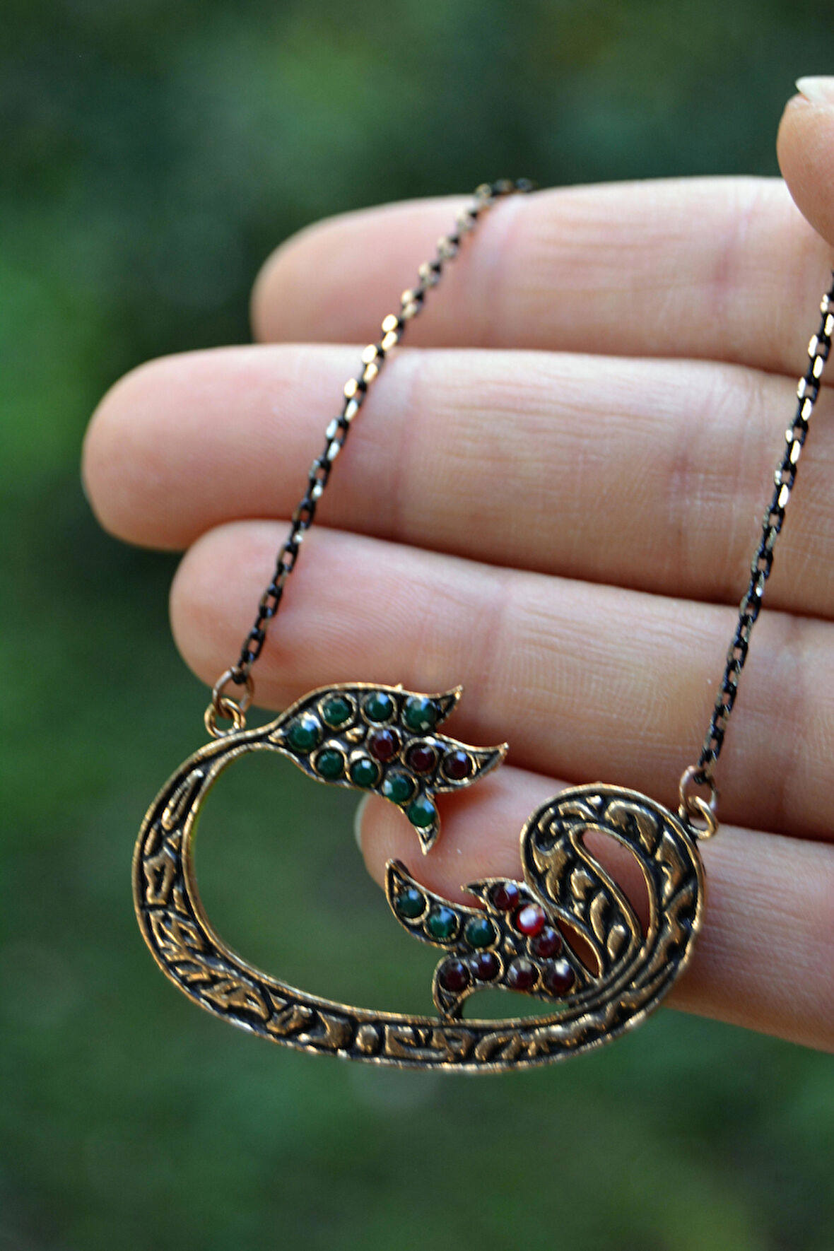 STONEAGE JEWELLERY  Vav Kadın Kolye Yakut Zümrüt Emerald Ruby