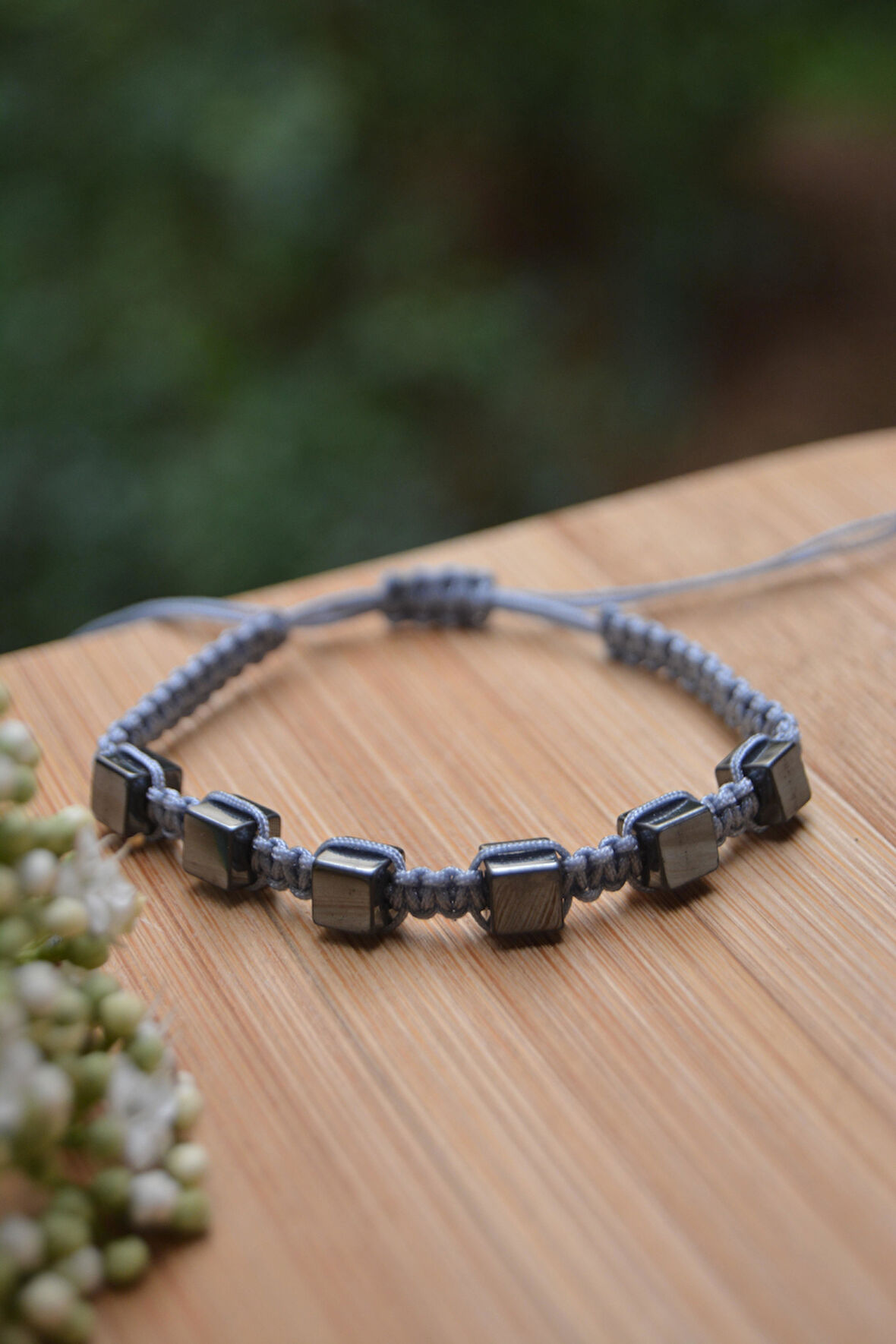 STONEAGE Hematit Doğal Taş Unisex Makrome Bileklik