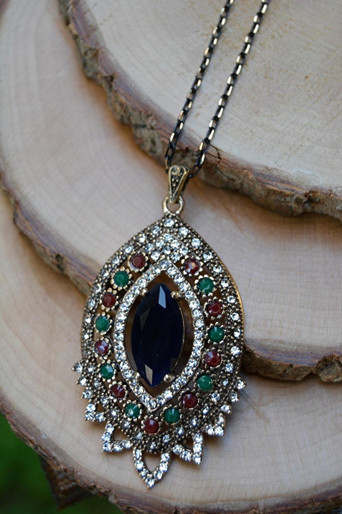 STONEAGE JEWELLERY Safir Taşlı Otantik Kolye