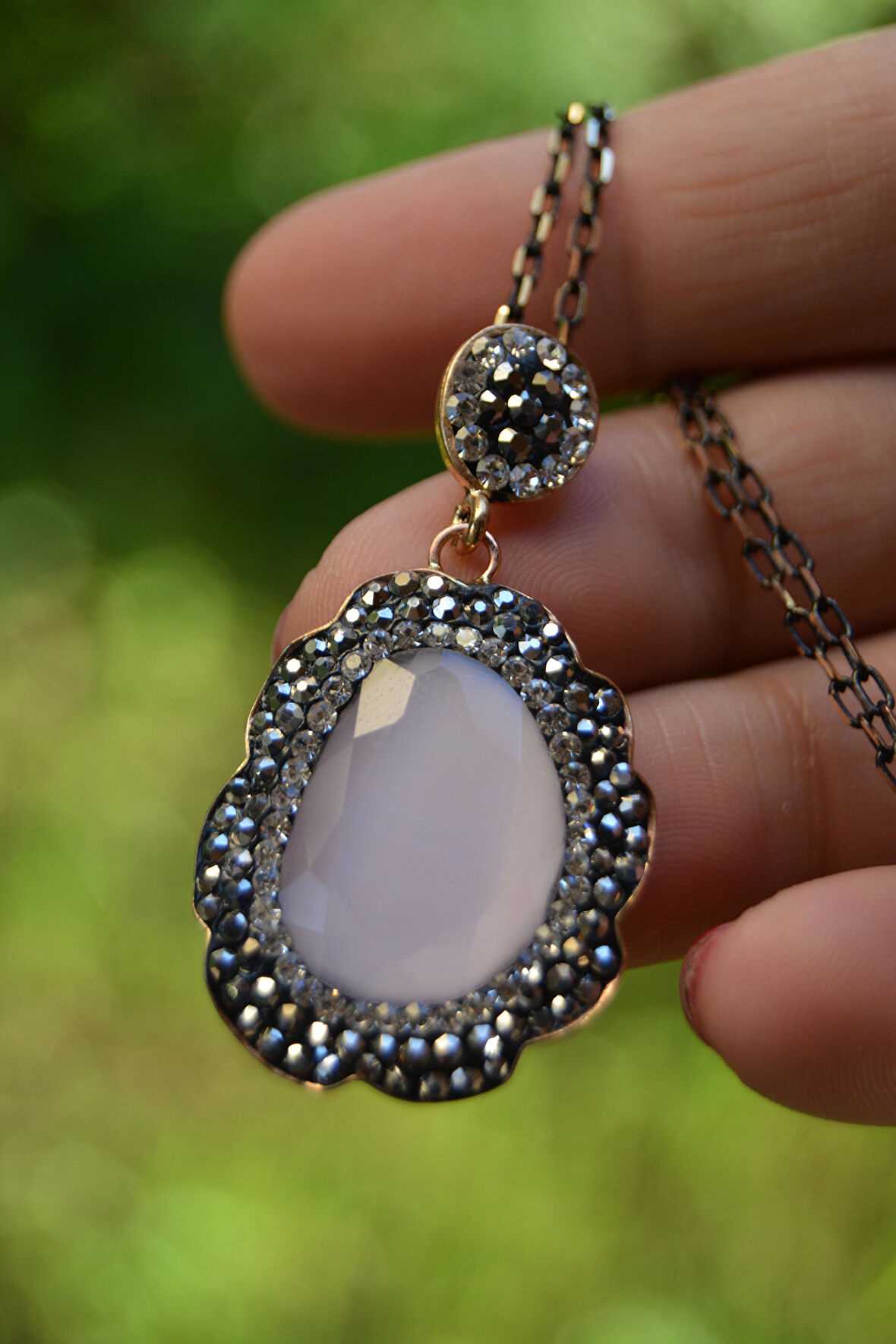 STONEAGE JEWELLERY Bayan Kolye Kedi Gözü Pembe