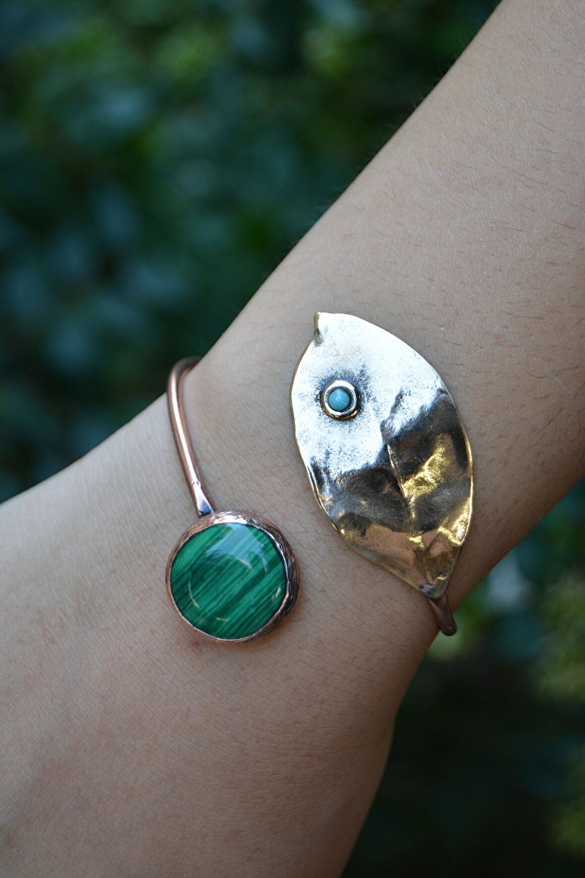 STONEAGE Malahit Taşlı Yaprak Tasarım Kadın Bileklik